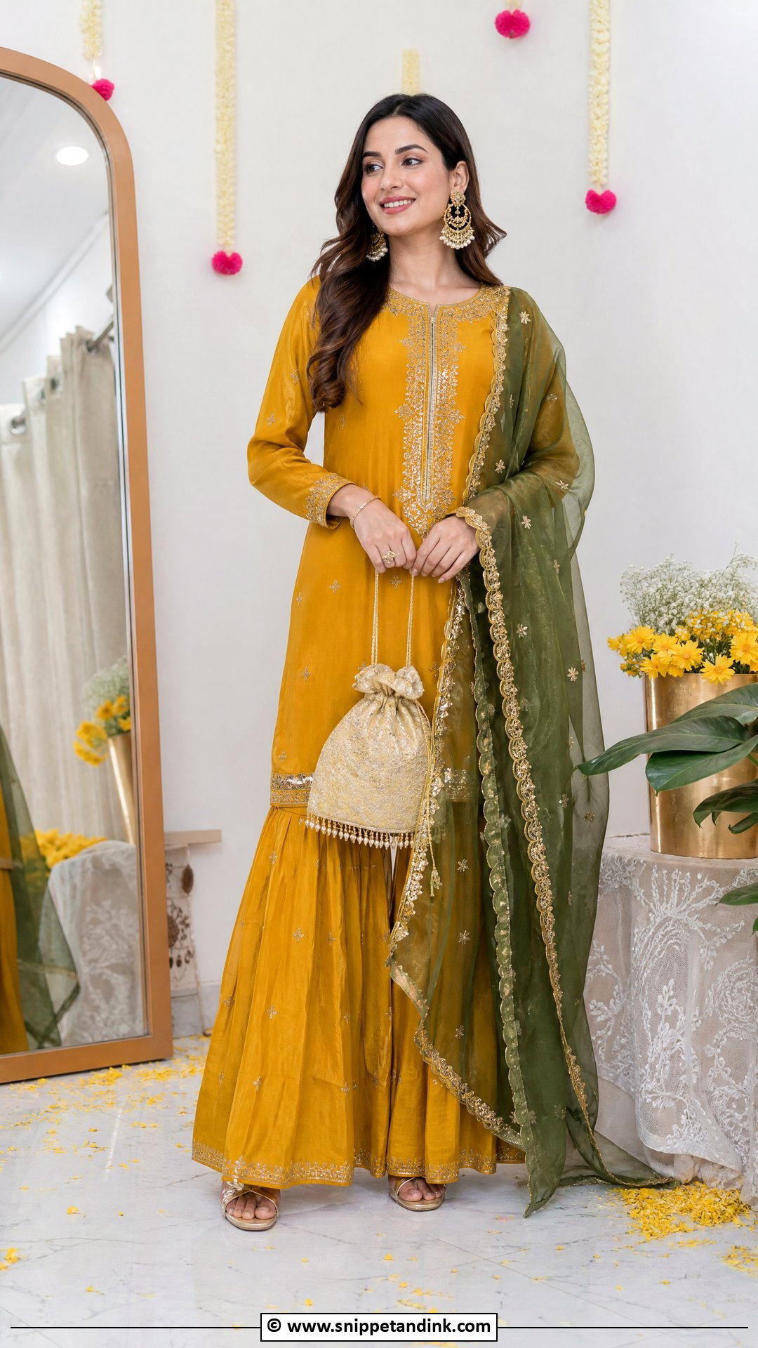 Mustard Mayon Dress With Sharara - Snippet and Ink - 35 Mayon Dresses