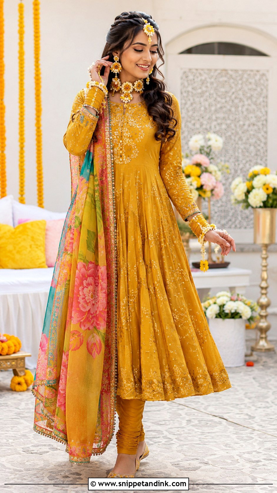 Mustard Mayun Pishwas With Churidar - Snippet and Ink - 30 Pakistani Wedding Dresses