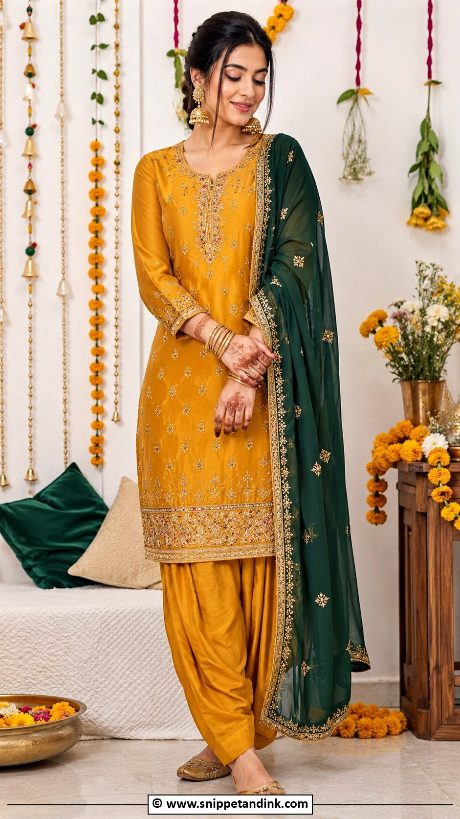 Mustard Mehandi Salwar Kameez - Snippet and Ink - 30 Mehandi Dress Ideas