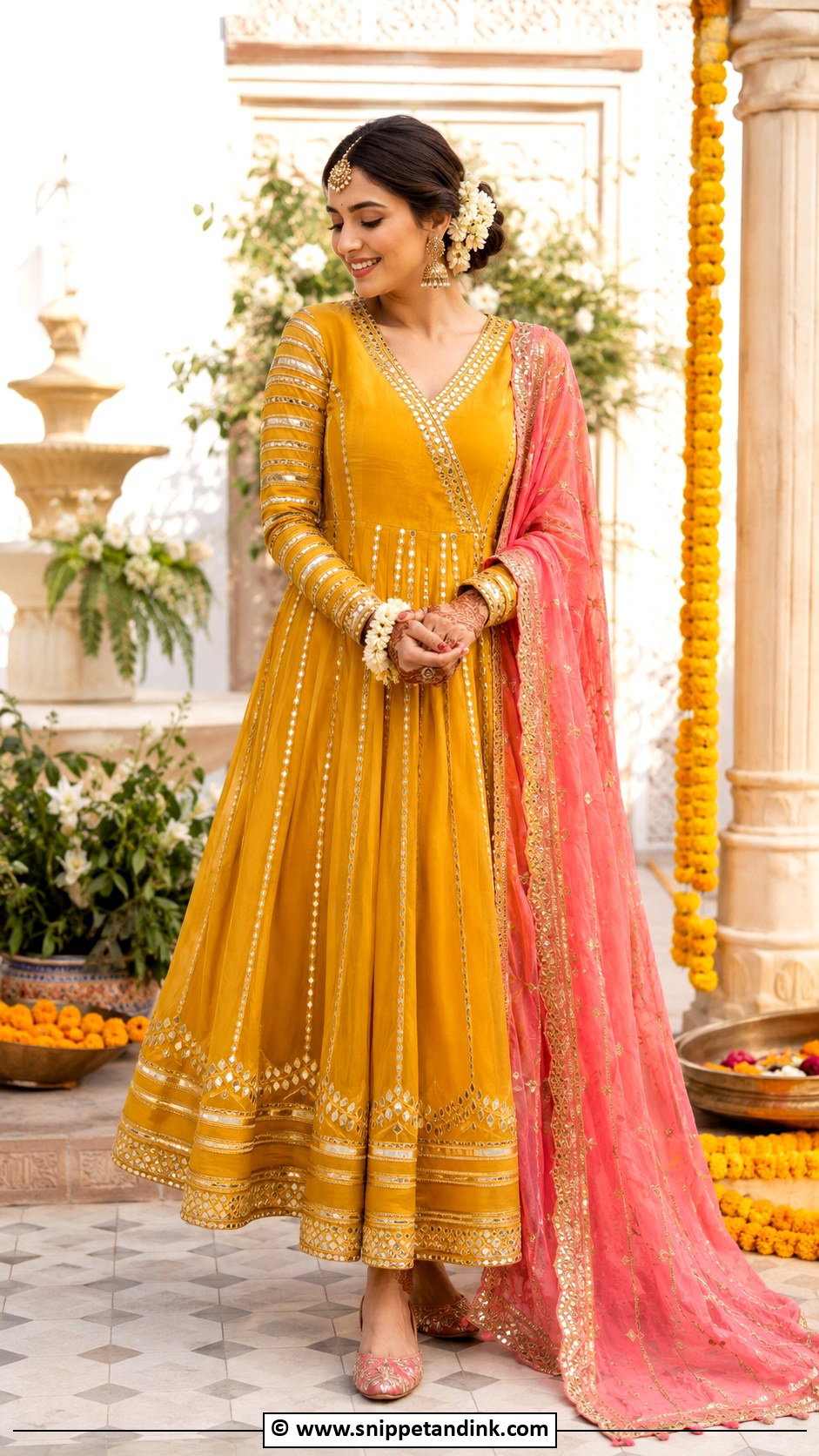 Mustard Mehendi Bridal Anarkali - Snippet and Ink - 30 Mehendi Bridal Outfit Ideas