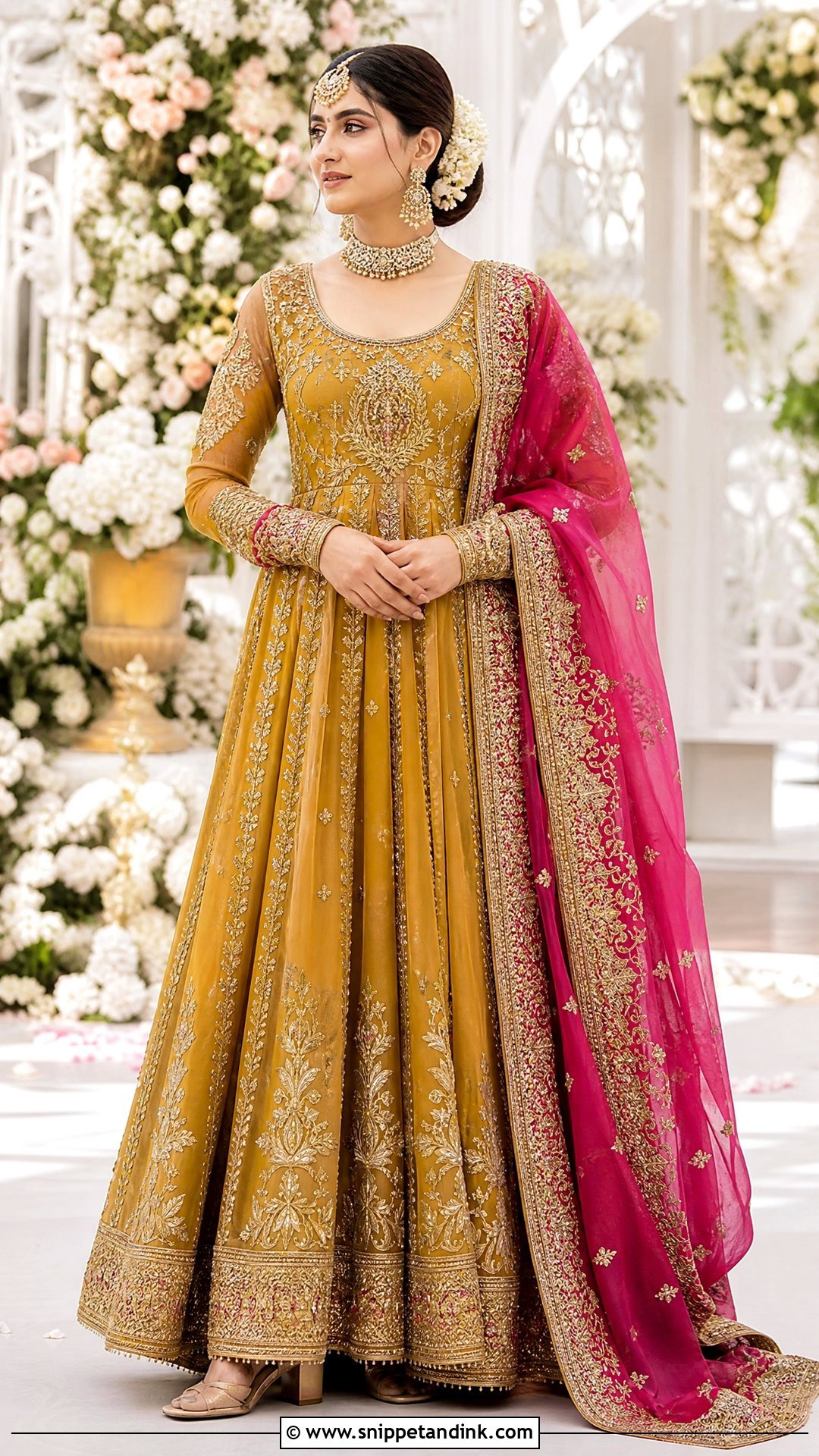 Mustard Mehndi Bridal Pishwas - Snippet and Ink - 20 Pakistan Mehndi Bridal Outfit Ideas