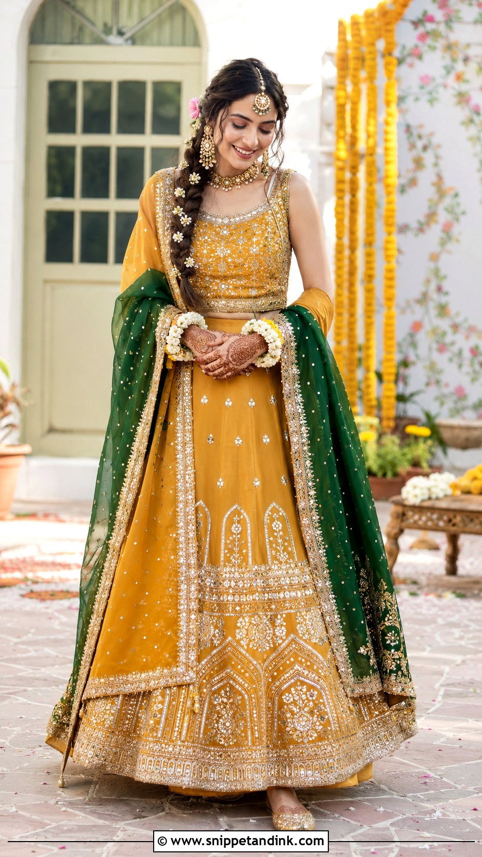 Mustard Mehndi Dress For Bride - Snippet and Ink - 25 Mehndi Dress Ideas for Bride