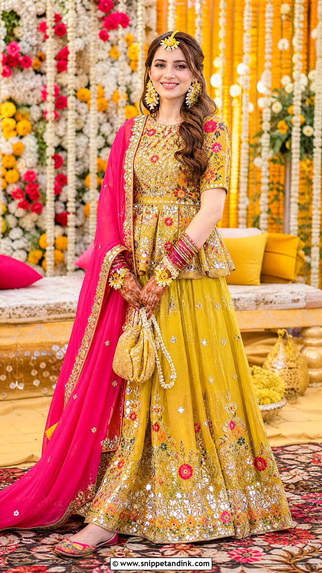 Mustard Mehndi Pakistani Bridal Lehenga - Snippet and Ink - 20 Pakistani Dulhan Wedding Bride Dress Ideas