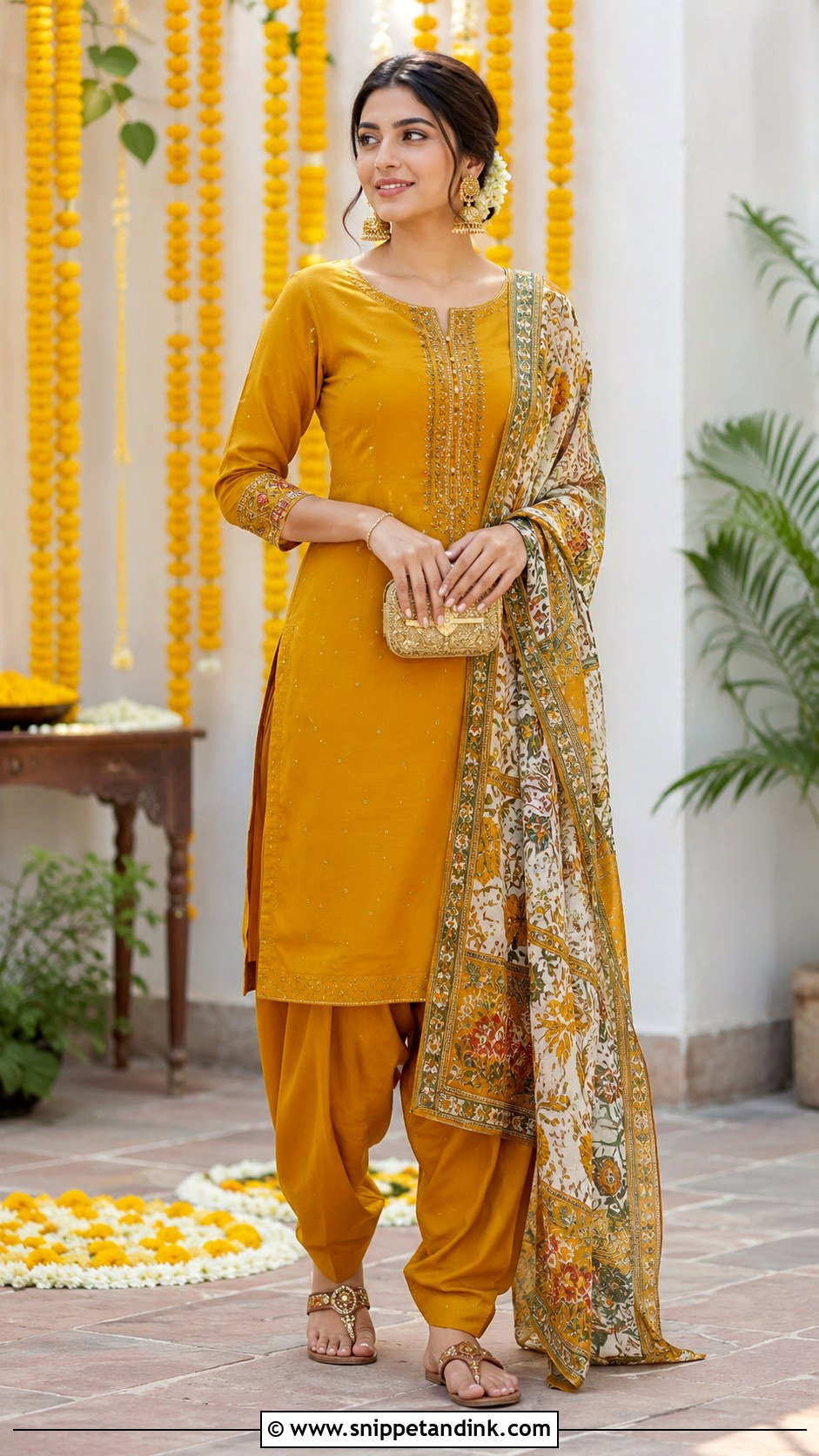 Mustard Mehndi Salwar Suit Outfit - Snippet and Ink - 25 Simple Mehndi Outfit Ideas