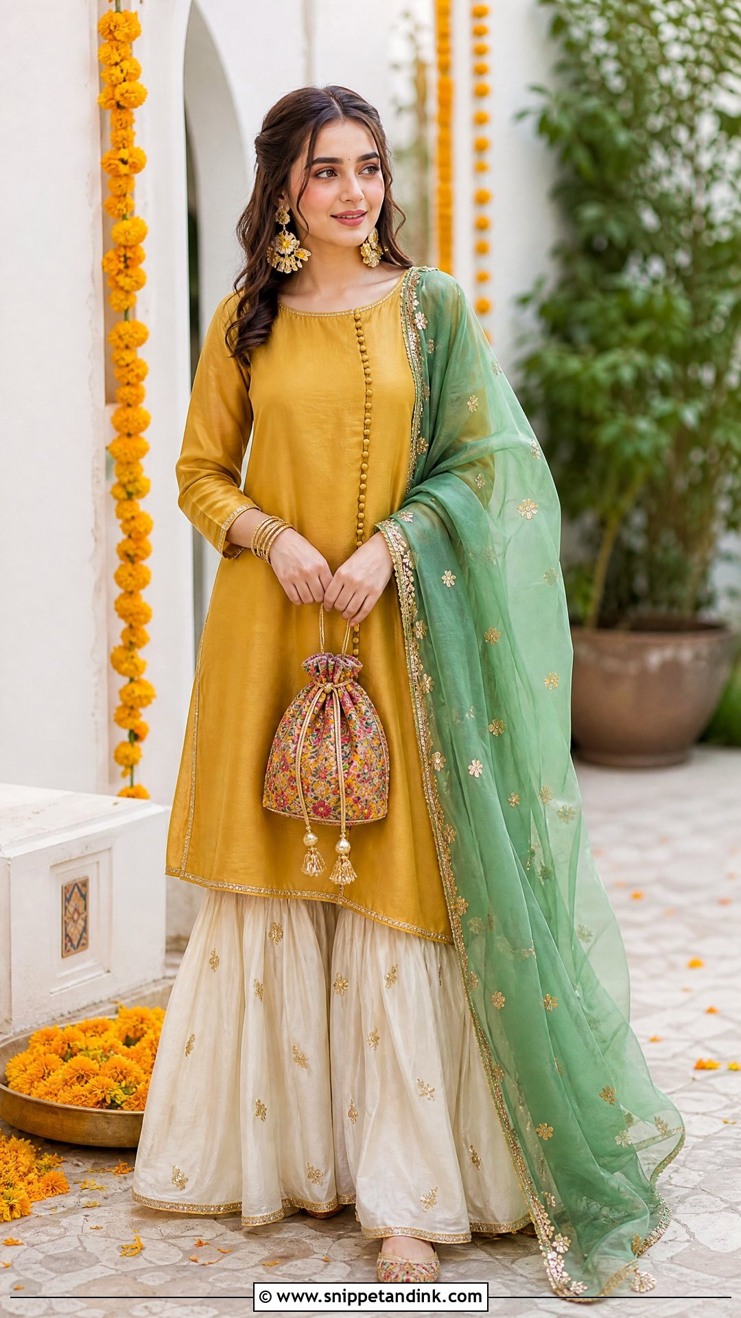 Mustard Pakistani Bridal Angrakha - Snippet and Ink - 20 Simple Pakistani Bridal Dresses