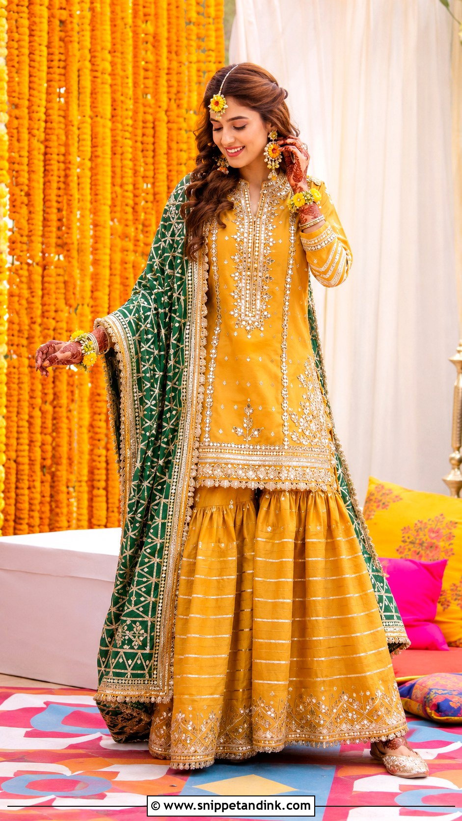 Mustard Pakistani Bridal Garara Dress - Snippet and Ink - 25 Garara Dress Pakistani Bridal Ideas