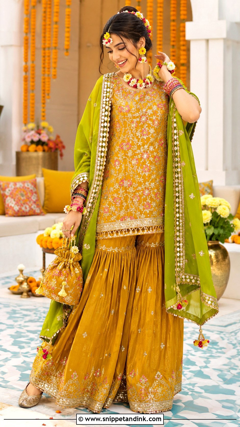 Mustard Pakistani Bridal Sharara - Snippet and Ink - 20 New Pakistani Bridal Dresses