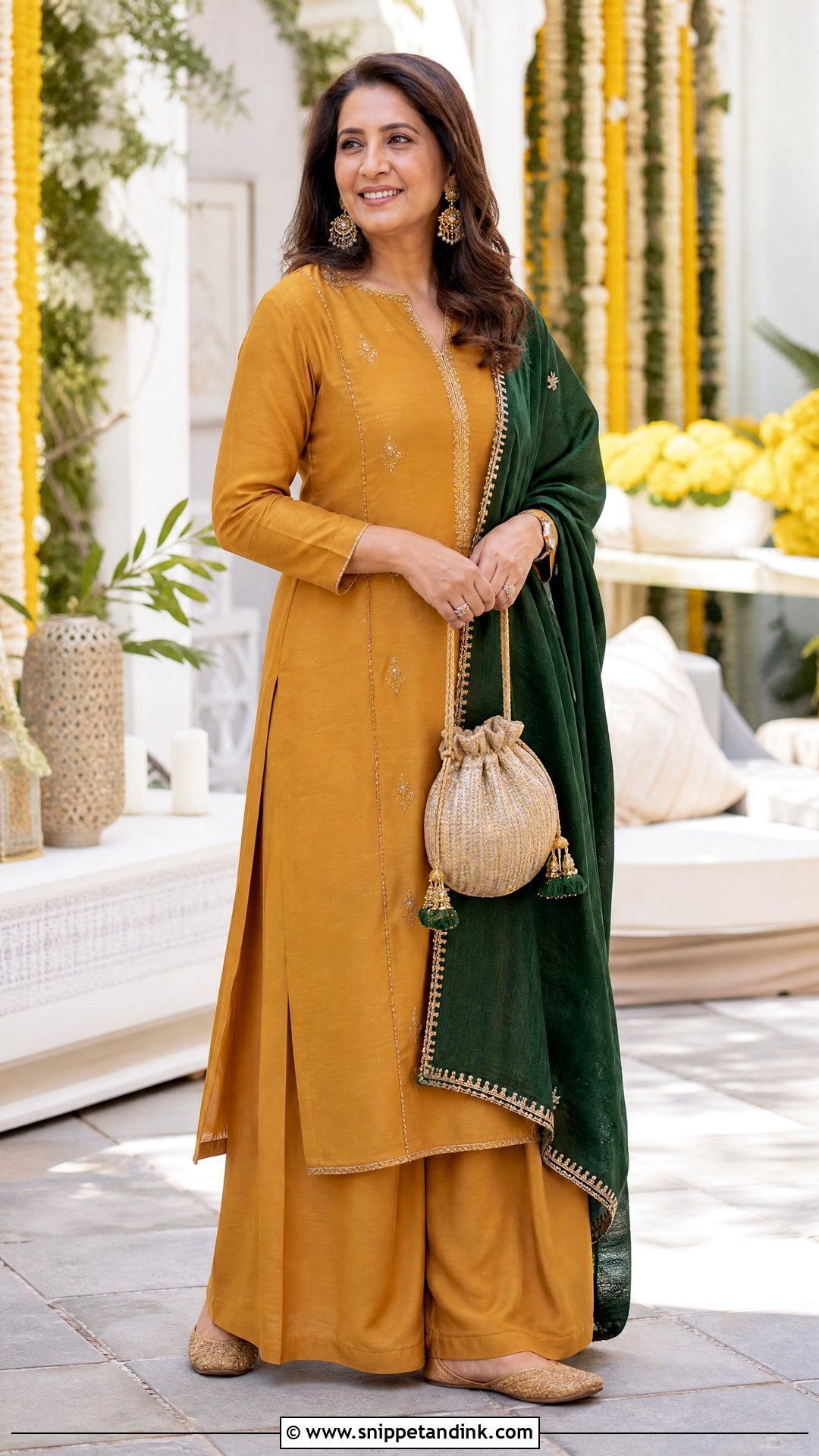 Mustard Palazzo Suit for Mehndi - Snippet and Ink - 20 Suit for Mehndi Function Ideas