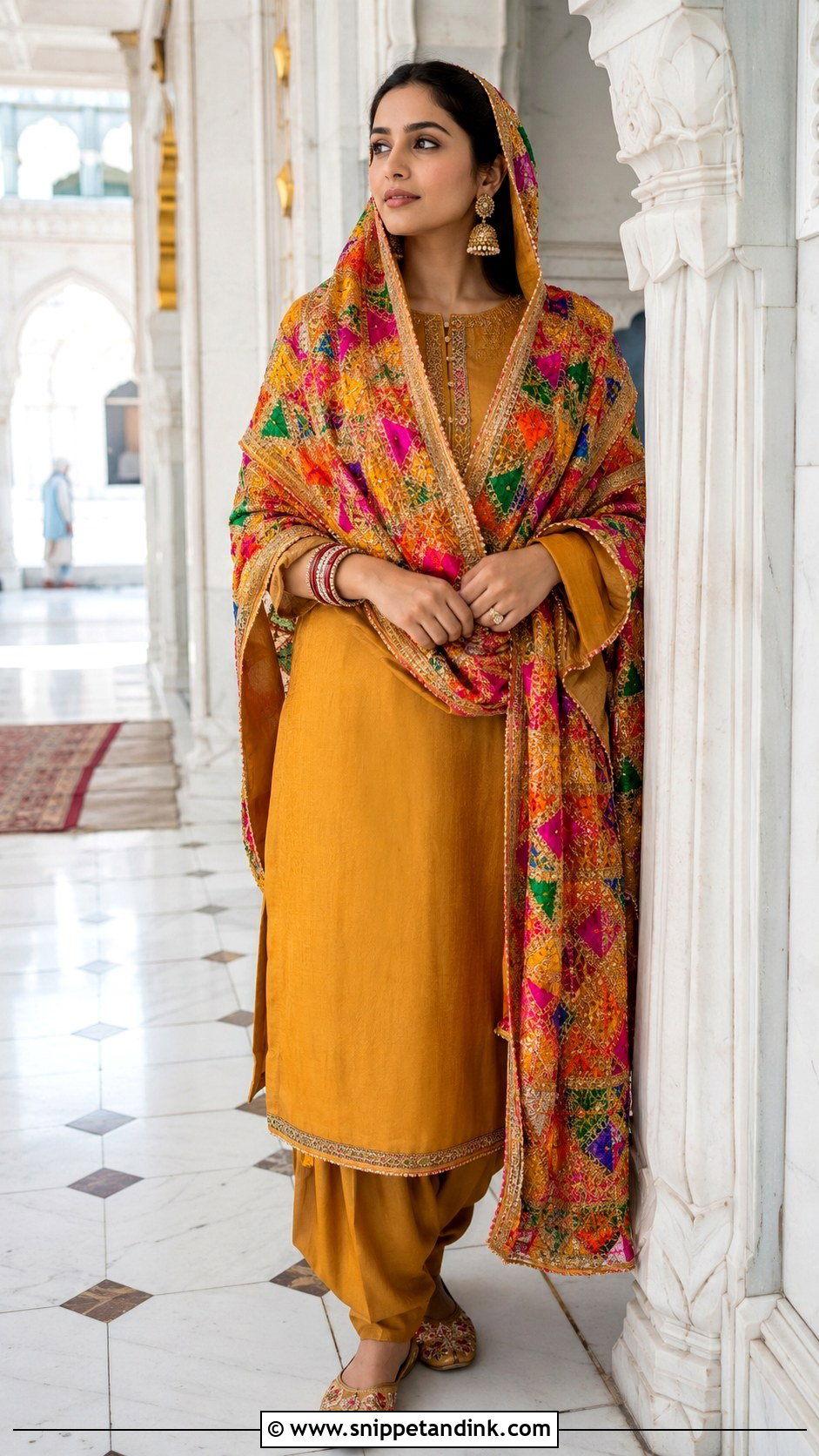 Mustard Phulkari Suit Anand Karaj Outfit - Snippet and Ink - 30 Anand Karaj Outfit Ideas