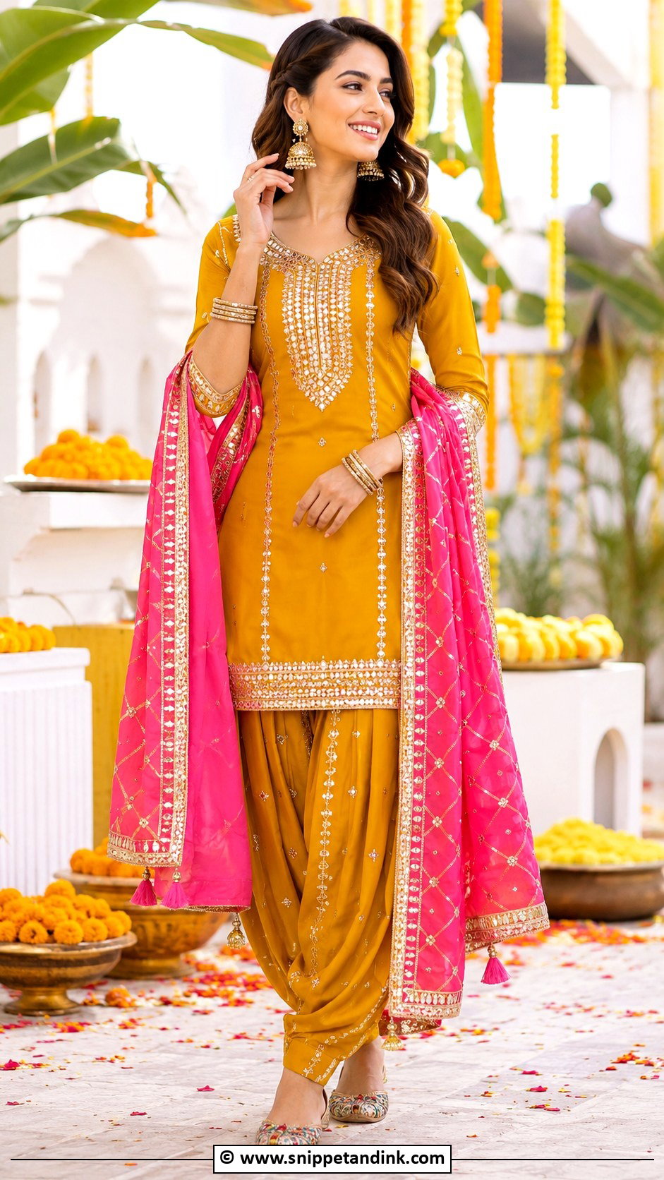 Mustard Punjabi Gota Patti Suit - Snippet and Ink - 30 Punjabi Wedding Suit Ideas