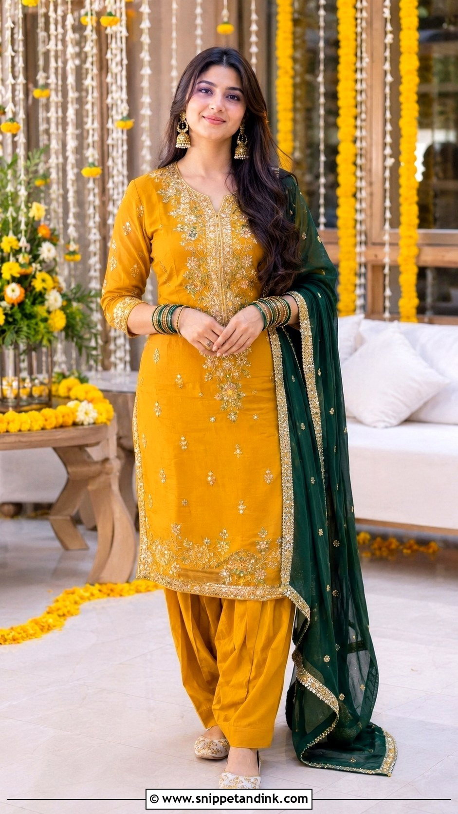 Mustard Salwar Kameez For Mehndi Function - Snippet and Ink - 25 Mehndi Function Dress Ideas