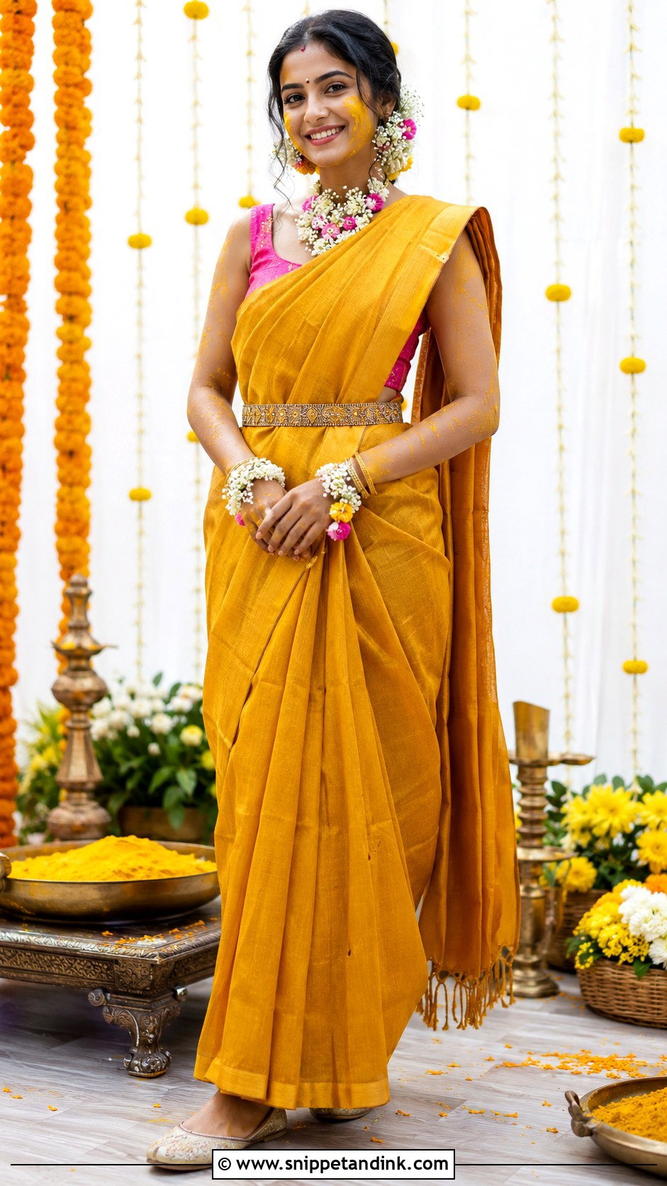 Mustard Saree For Haldi Bride - Snippet and Ink - 25 Outfit for Haldi Function for Bride Ideas