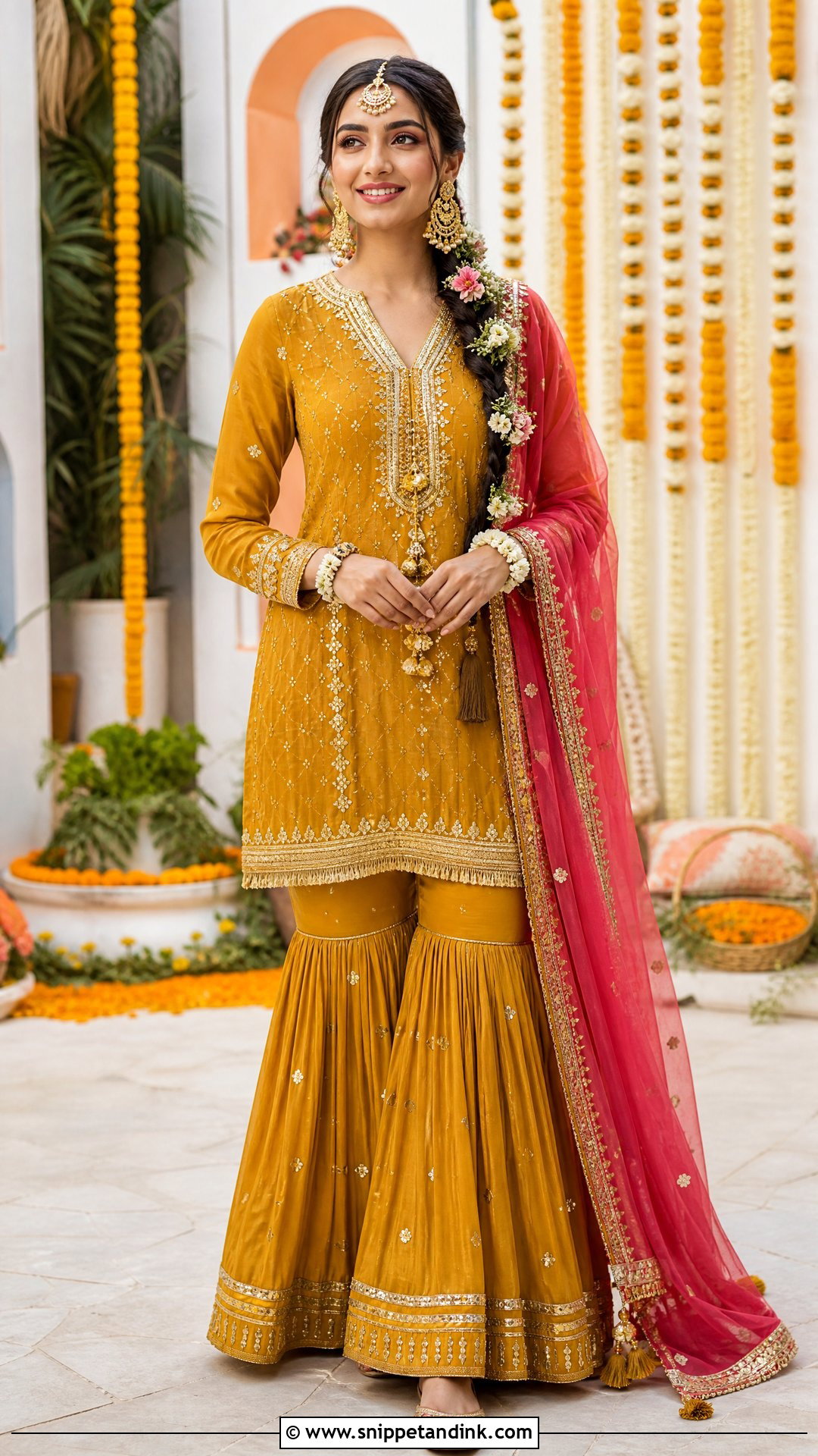 Mustard Sharara Bridal Mehndi Outfit - Snippet and Ink - 20 Simple Bridal Mehndi Outfit Ideas
