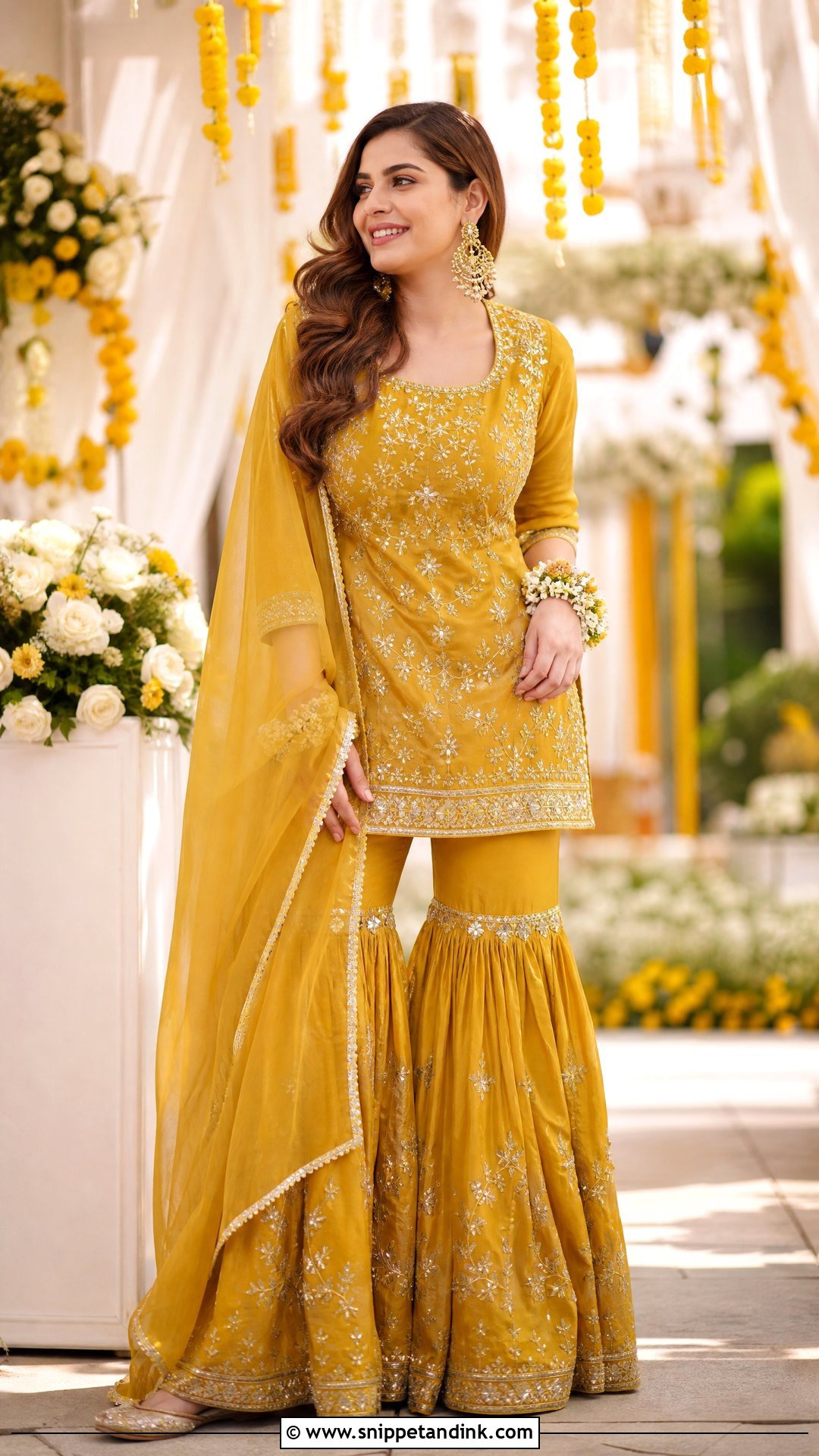 Mustard Sharara Haldi Dress - Snippet and Ink - 20 Simple Haldi Dress Ideas for Sisters