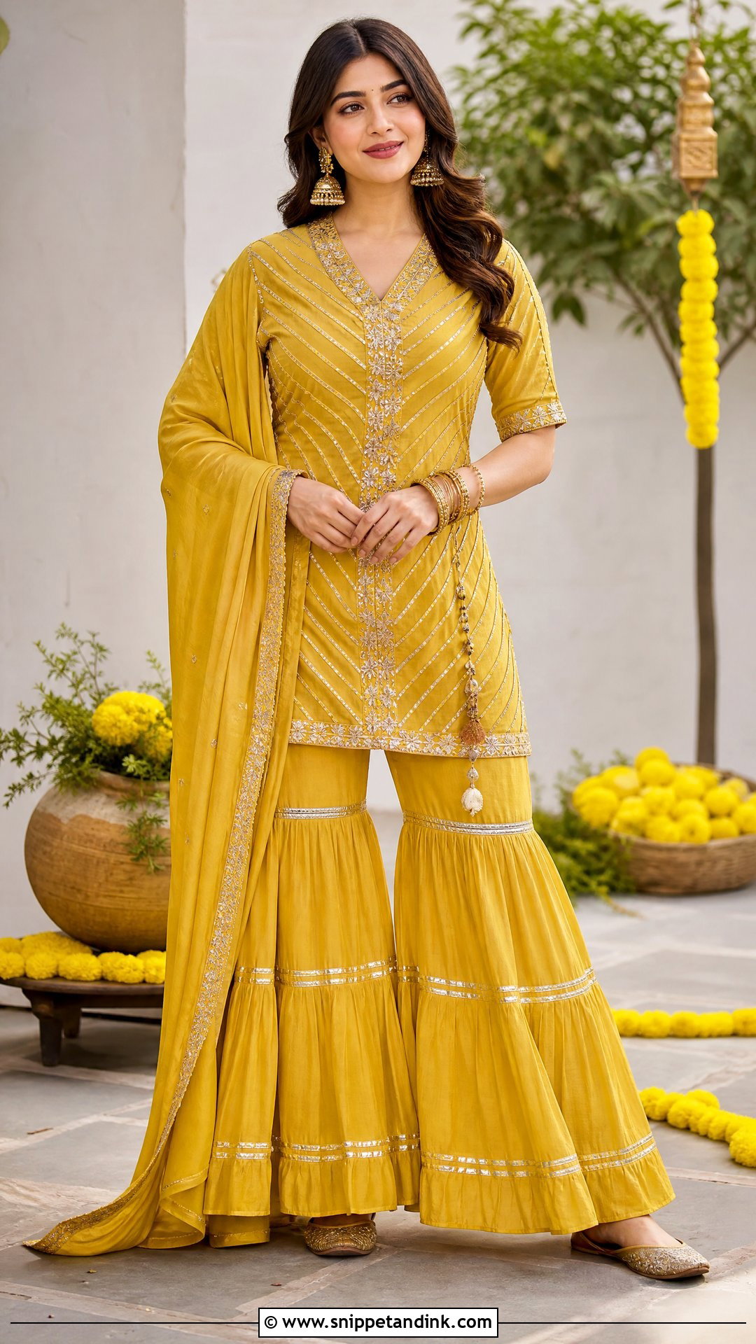 Mustard Sharara Haldi Dress - Snippet and Ink - 20 Indian Haldi Ceremony Dresses