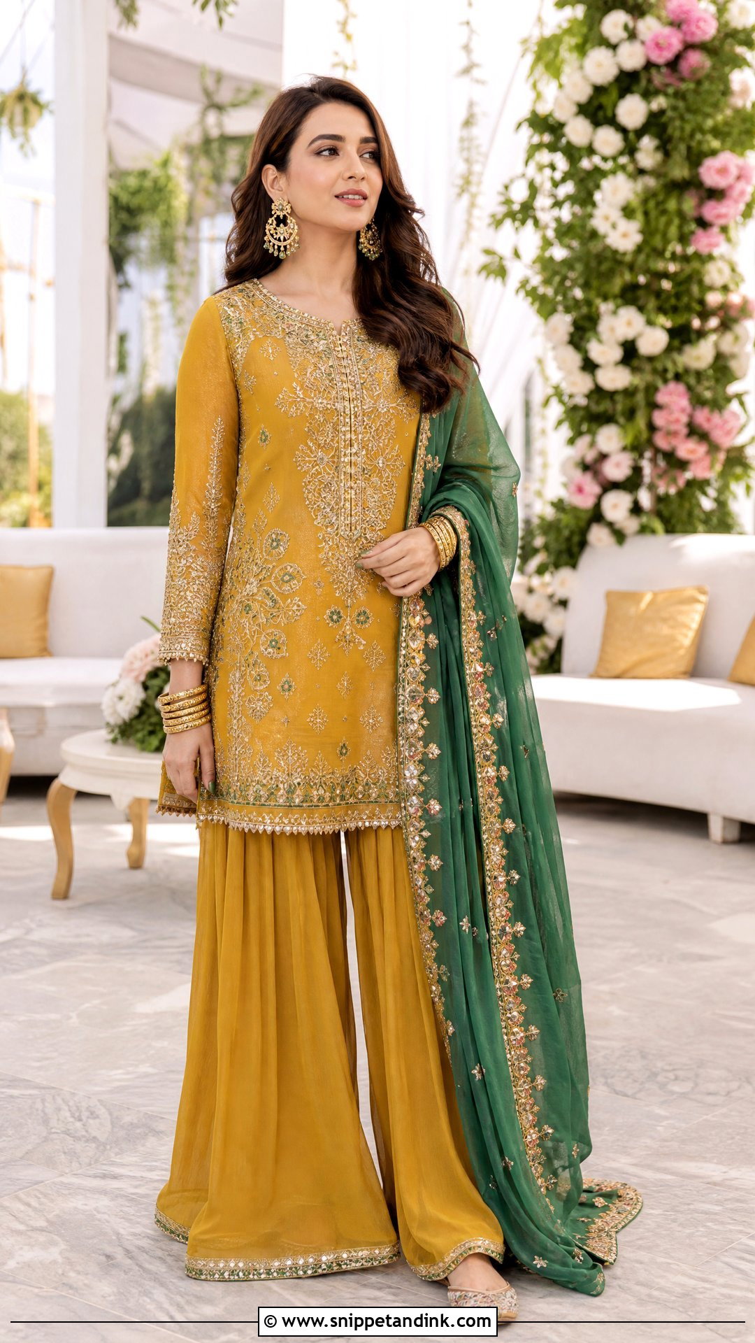 Mustard Sharara Mayoon Outfit - Snippet and Ink - 20 Pakistani Mayoon Outfits
