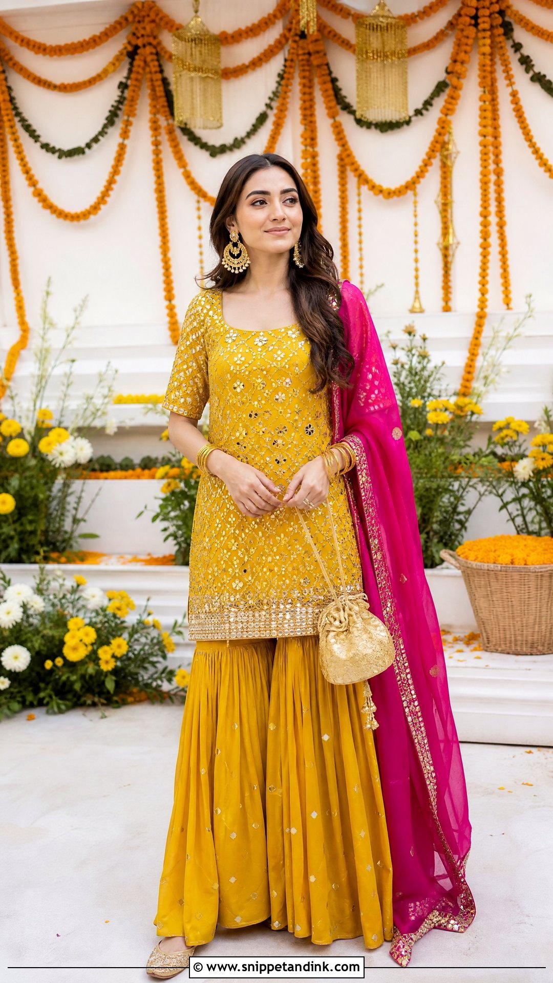 Mustard Sharara Pakistani Haldi Outfit - Snippet and Ink - 20 Pakistani Haldi Outfit Ideas