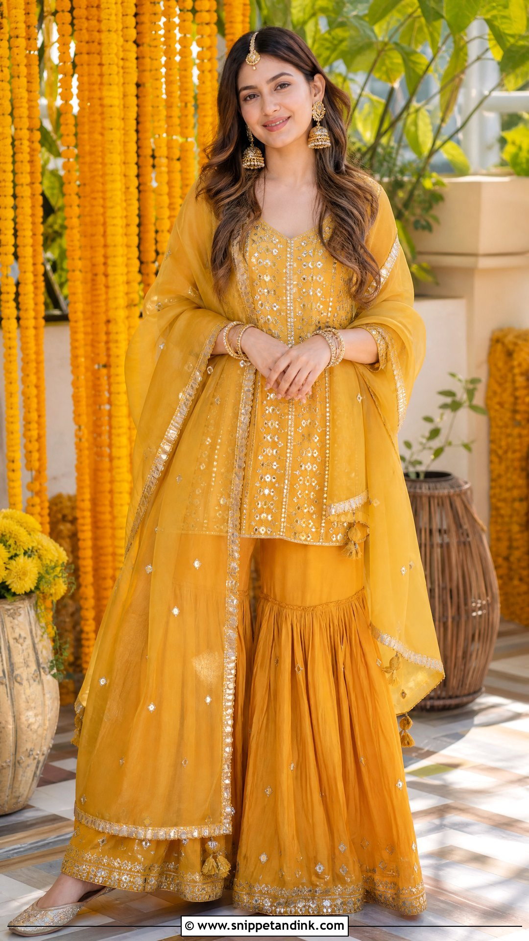Mustard Sharara Set Haldi Outfit - Snippet and Ink - 20 Simple Haldi Ceremony Outfit for Sister Ideas