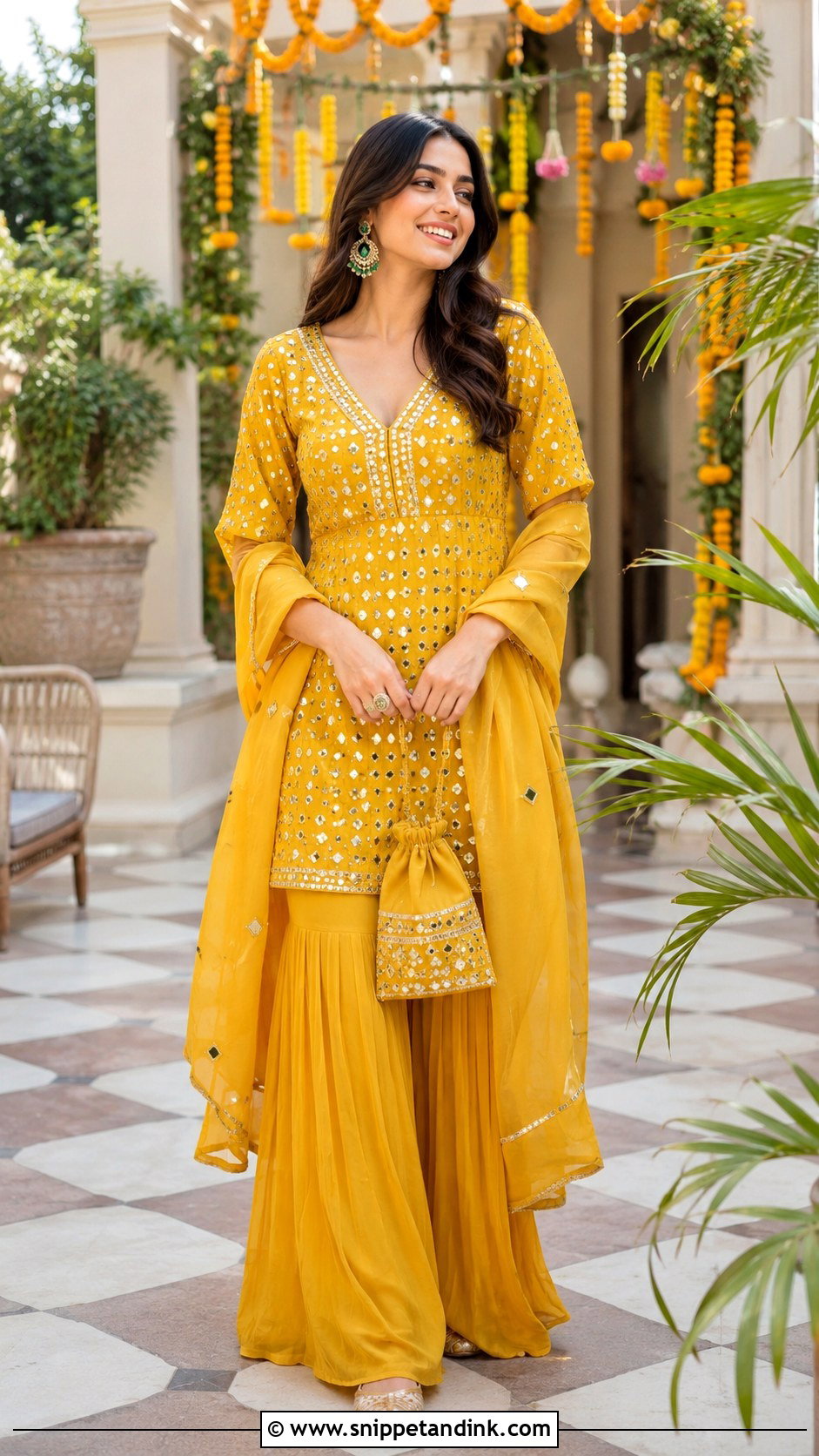Mustard Sharara Set for Haldi - Snippet and Ink - 20 Haldi Function Dress for Sister Ideas