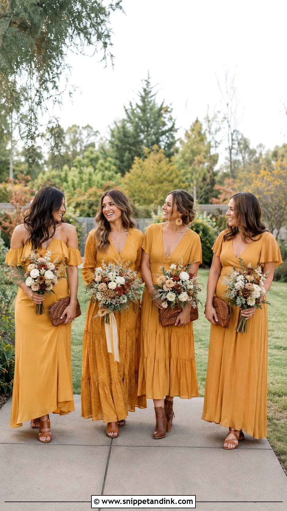 Mustard Yellow Boho Bridal Party Look - Snippet and Ink - 20 Boho Bridal Party Ideas