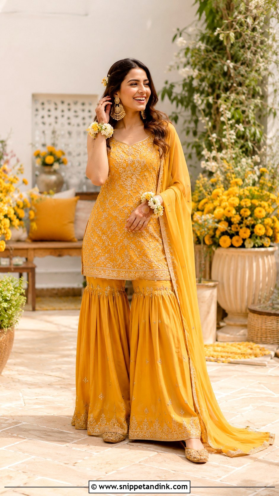 Mustard Yellow Haldi Outfit for Bride - Snippet and Ink - 25 Yellow Haldi Outfit for Bride Ideas