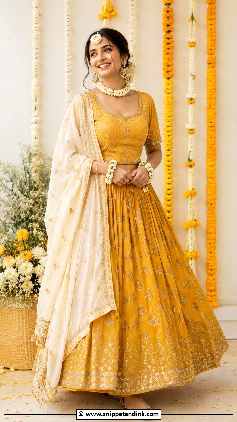 Mustard Yellow Haldi Outfit - Snippet and Ink - 30 Unique Haldi Ceremony Outfit for Bride Ideas