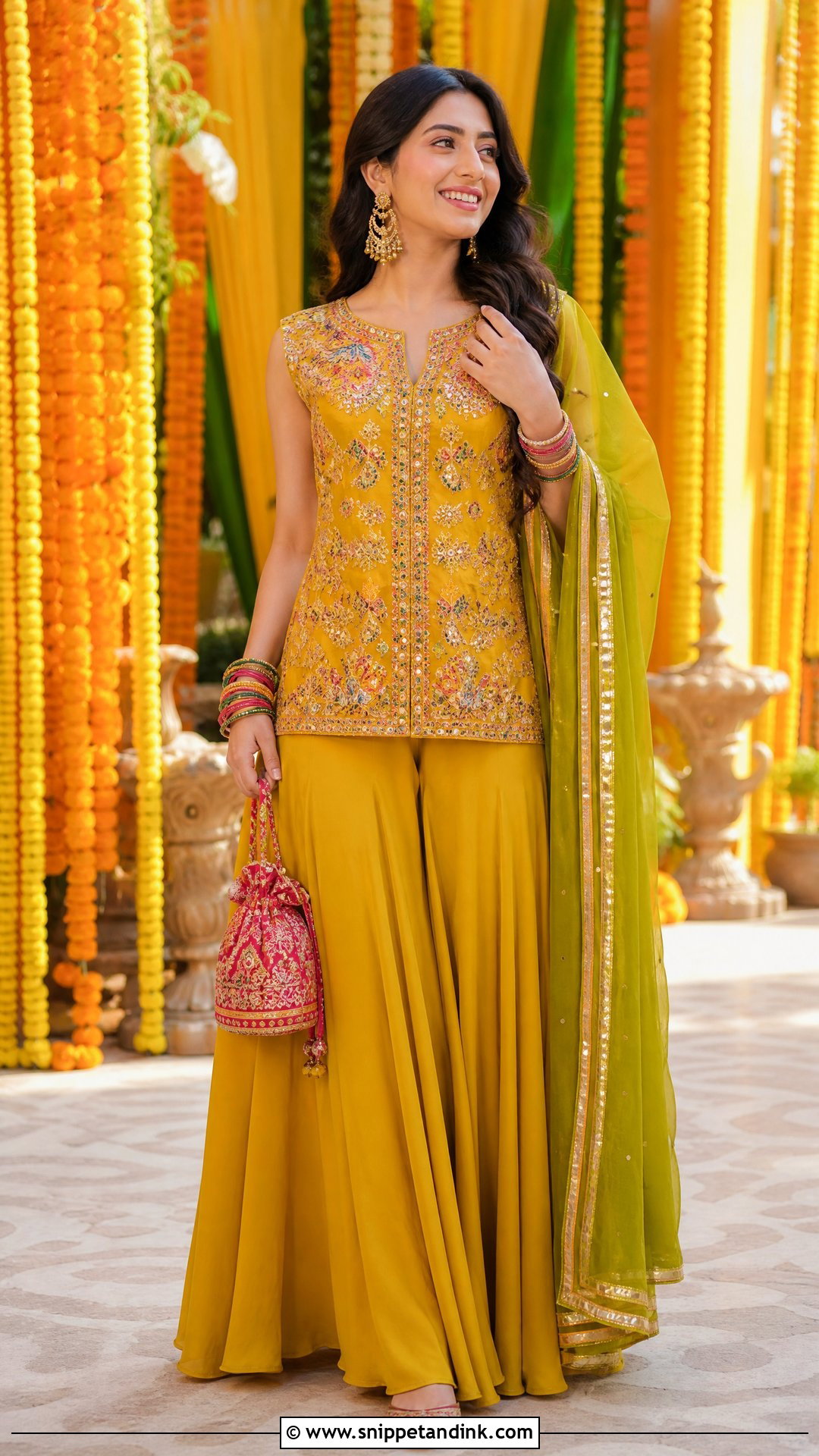 Mustard Yellow Kurta and Skirt for Mehndi - Snippet and Ink - 25 Dresses for Mehndi Function
