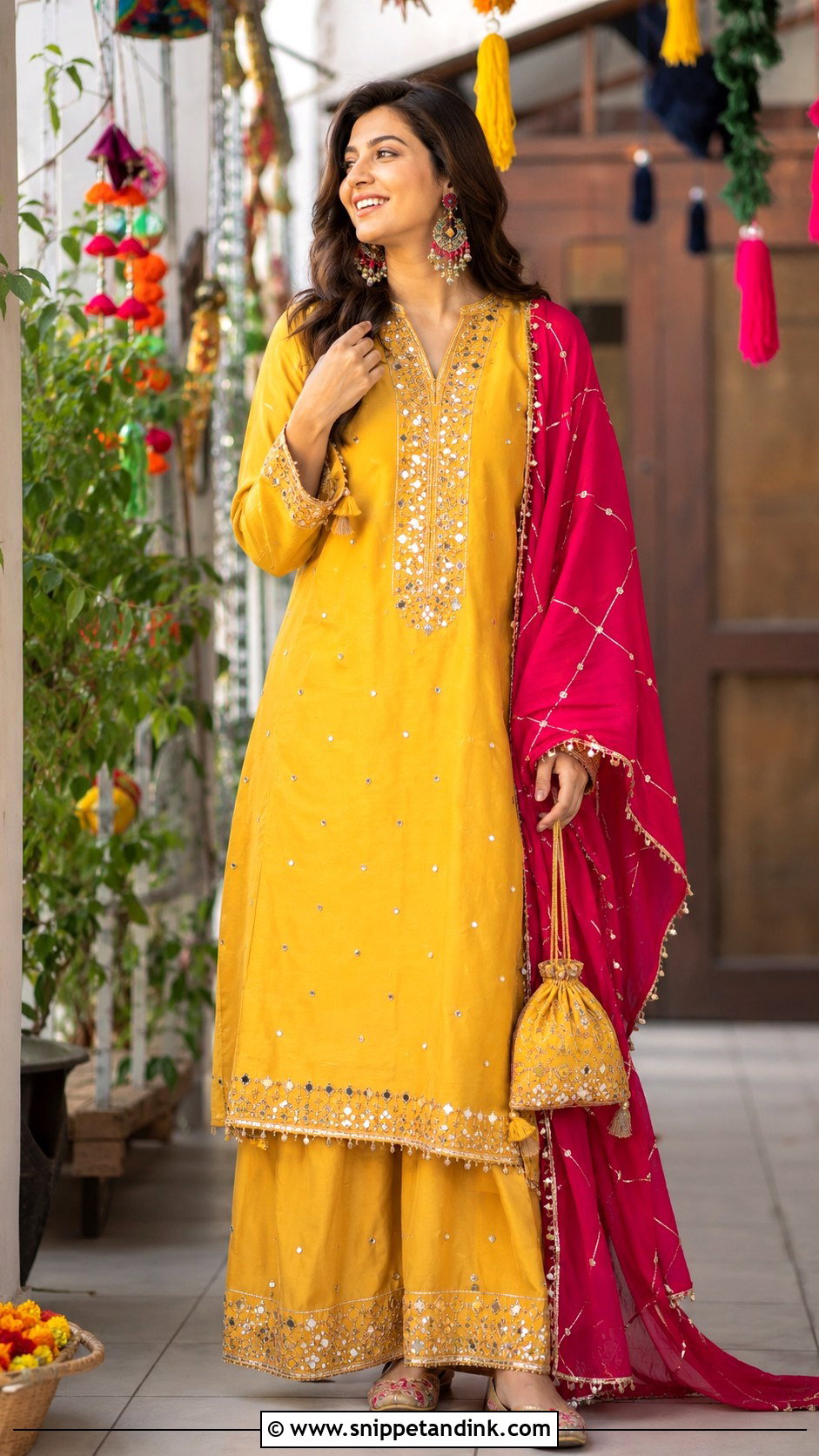 Mustard Yellow Long Shirt Palazzo Wedding Outfit - Snippet and Ink - 20 Long Shirt with Plazo Wedding Dress Ideas