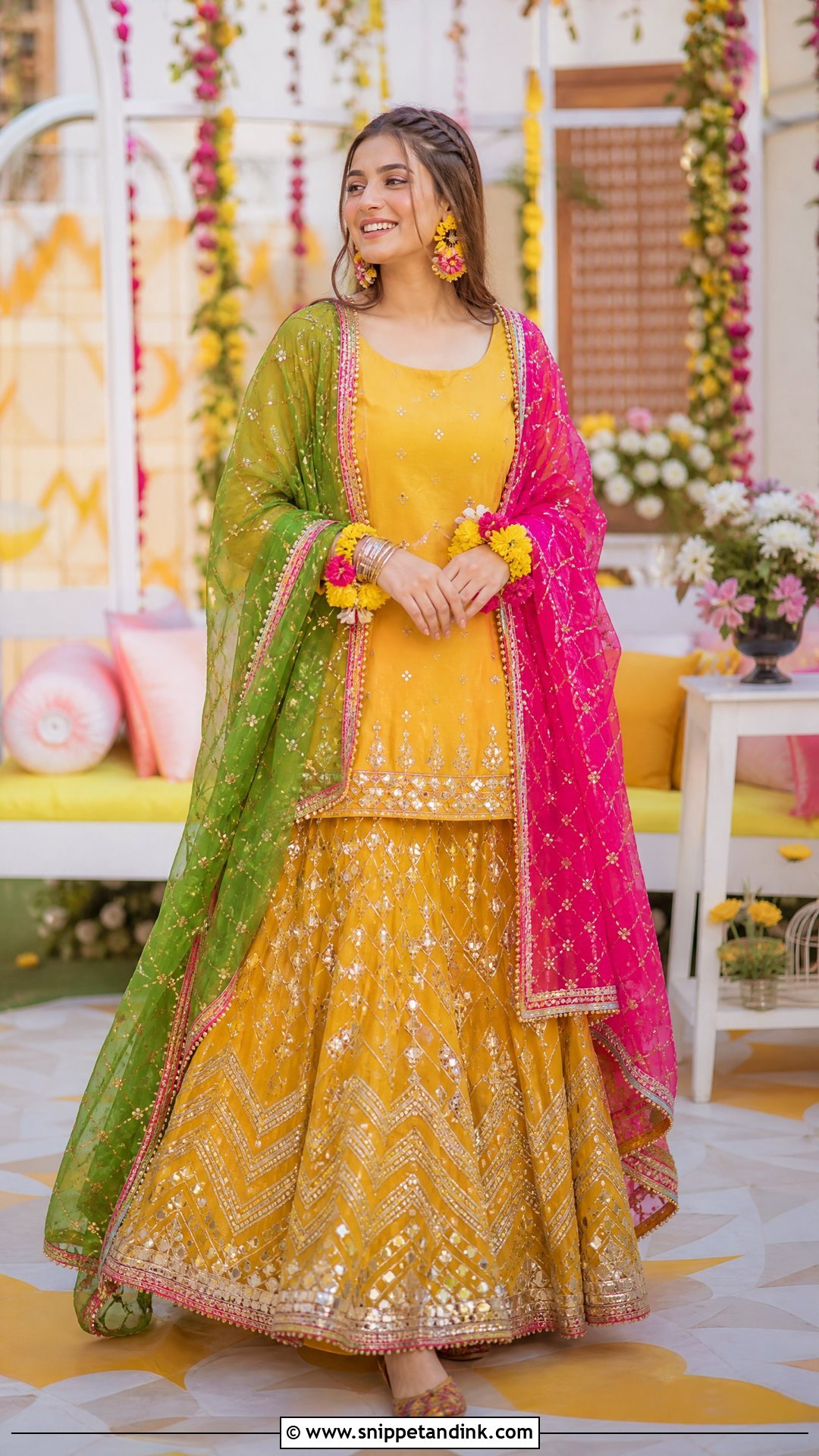 Mustard Yellow Mehndi Lehenga - Snippet and Ink - 20 Pakistani Bride Dresses