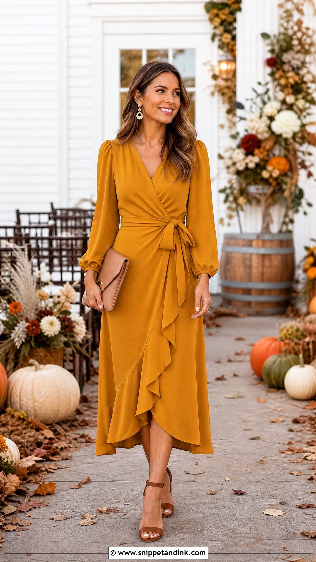 Mustard Yellow Midi Dress - Snippet and Ink - 25 Fall Dresses to Wear to a Wedding