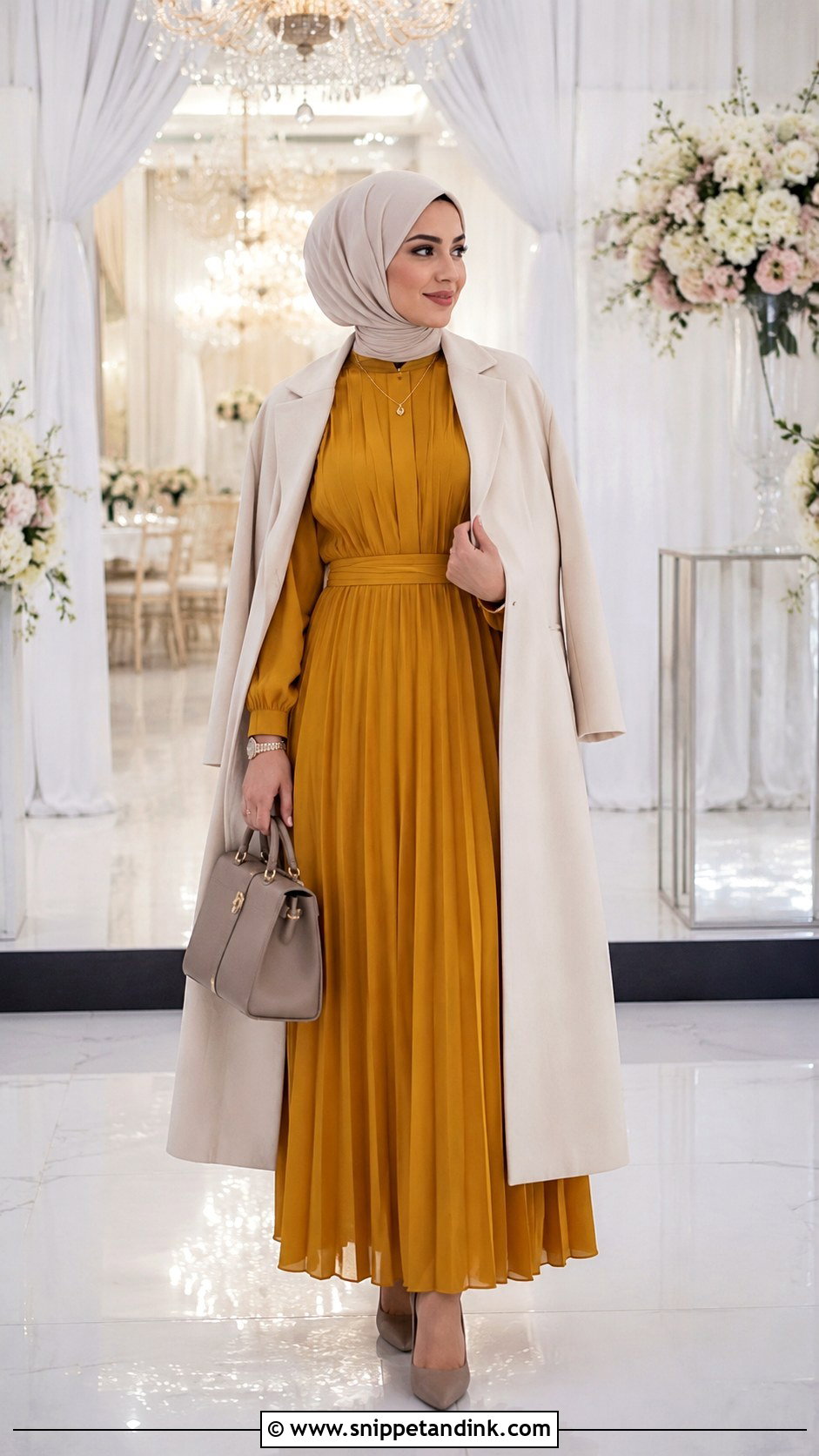 Mustard Yellow Modest Maxi Dress Wedding Outfit - Snippet and Ink - 20 Mustard Yellow Dress Outfit Wedding Ideas