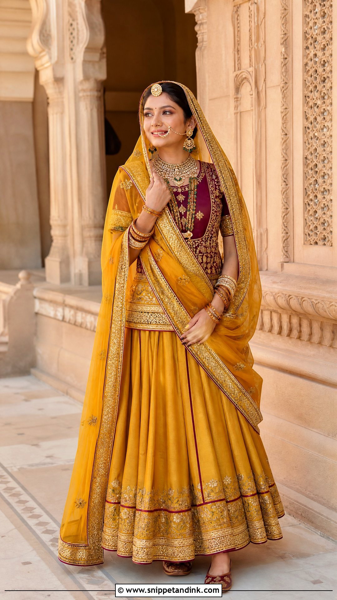 Mustard Yellow Rajputani Bridal Poshak - Snippet and Ink - 20 Rajputani Poshak for Bride Ideas