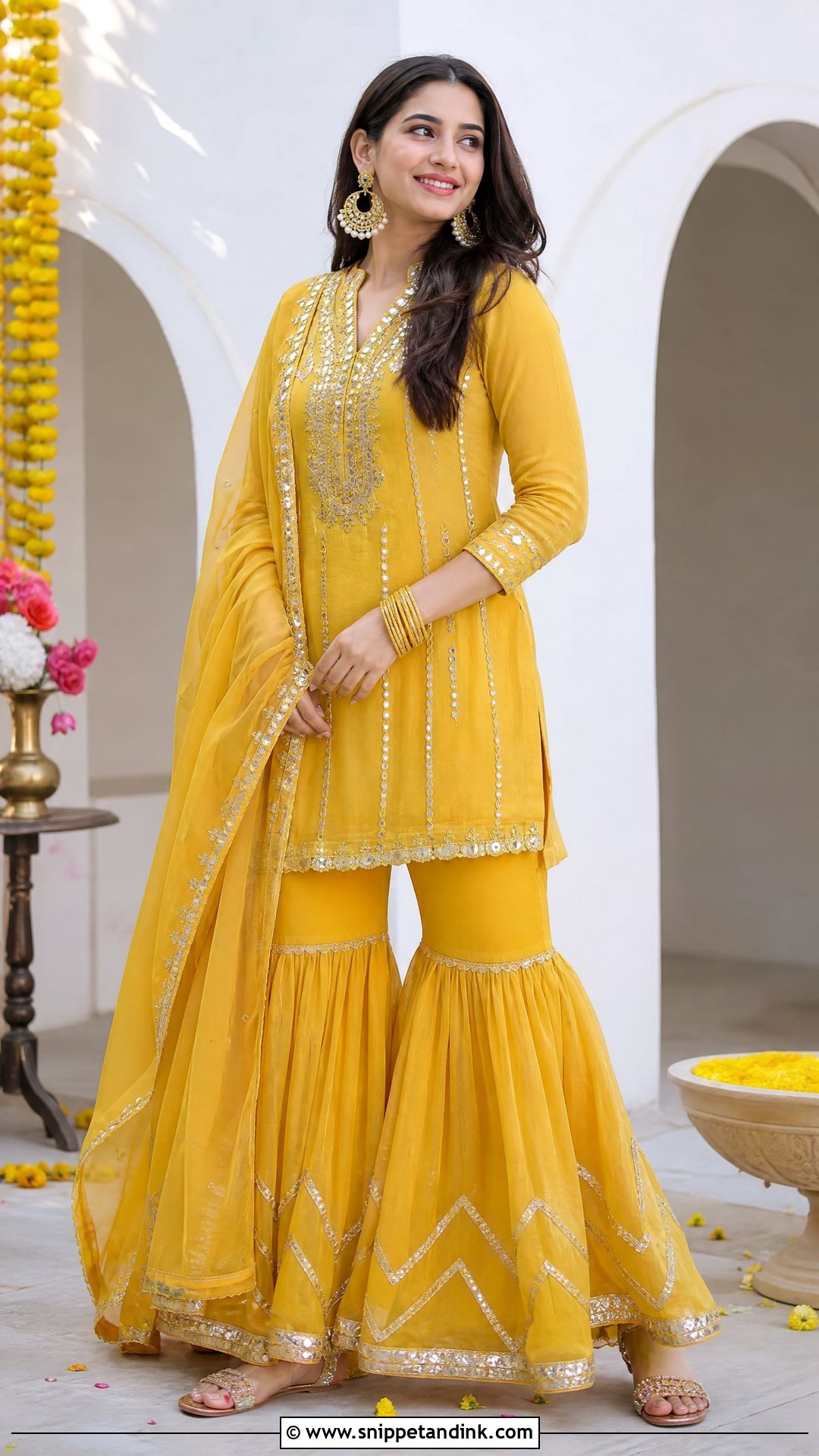 Mustard Yellow Sharara Outfit - Snippet and Ink - 20 Yellow Haldi Outfit for Sister Ideas