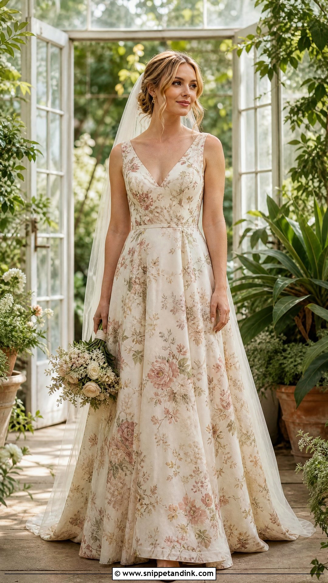 Muted Floral Print Soft Autumn Wedding Dress - Snippet and Ink - 20 Soft Autumn Wedding Dress Ideas