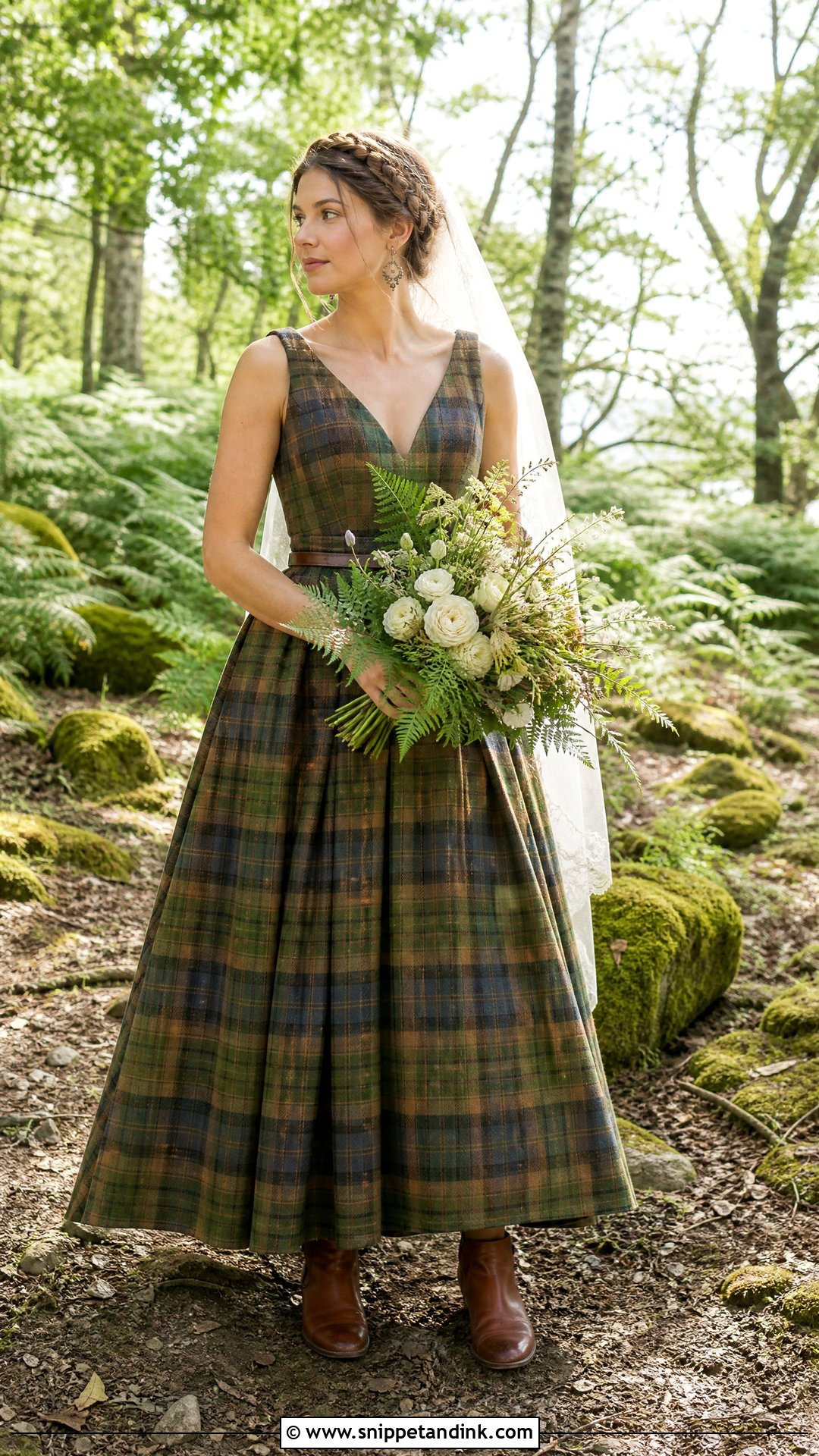 Muted Hunting Tartan Wedding Dress - Snippet and Ink - 20 Tartan Wedding Dress Ideas
