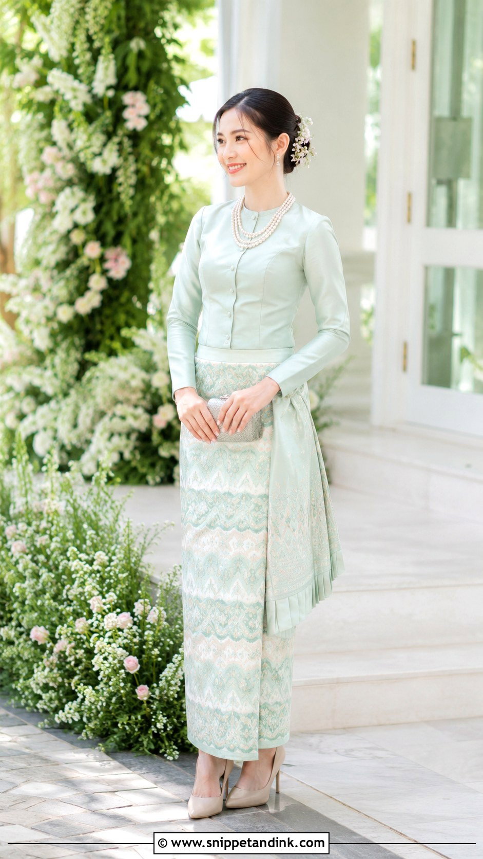 Myanmar Wedding Dress With Pastel Silk - Snippet and Ink - 25 Myanmar Traditional Wedding Dress Ideas