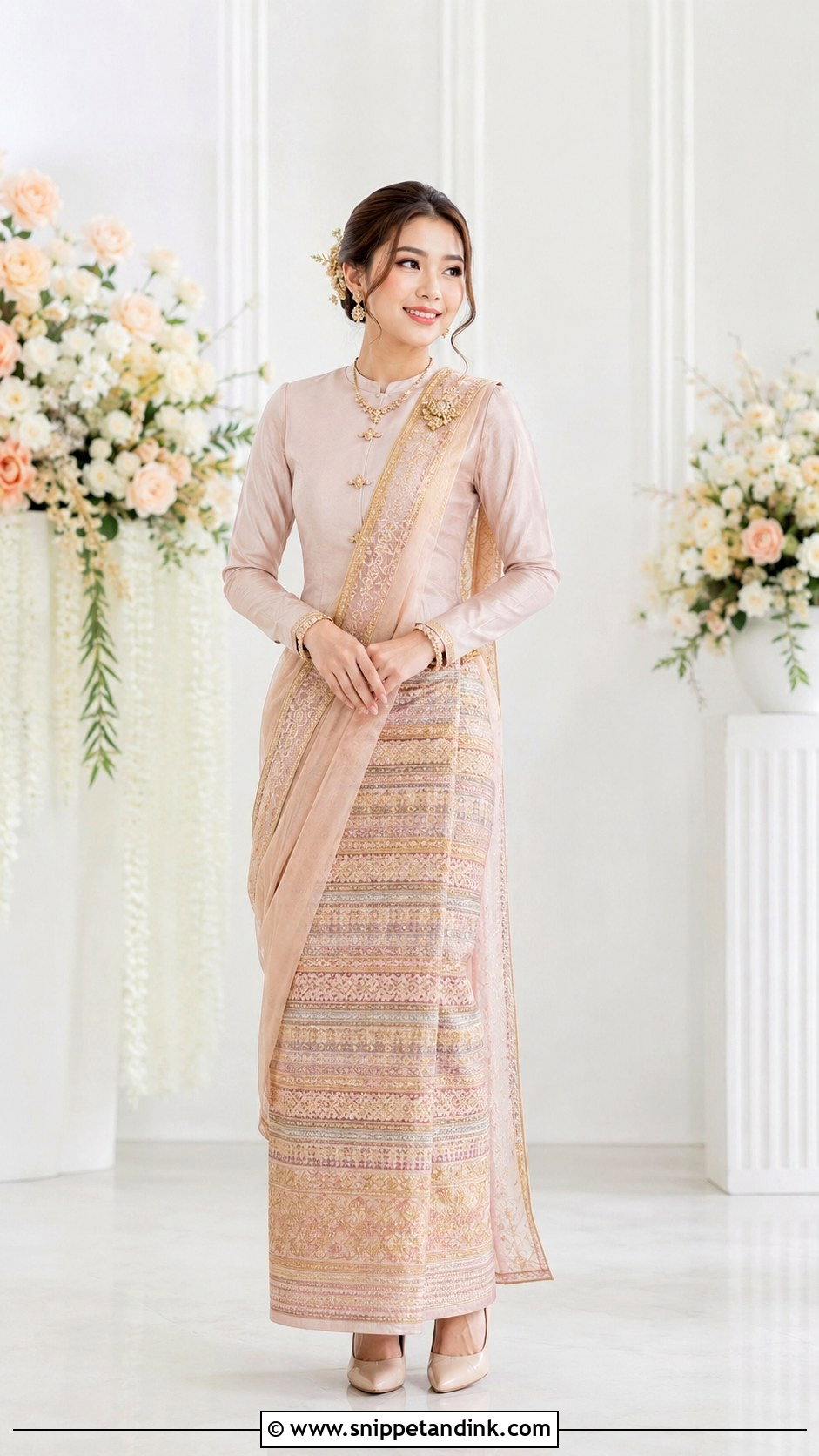 Myanmar Wedding Dress With Shan Inspired Details - Snippet and Ink - 25 Myanmar Traditional Wedding Dress Ideas
