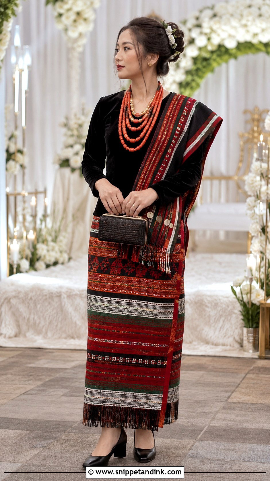 Naga Bride Handwoven Skirt And Velvet Blouse - Snippet and Ink - 20 Naga Brides Ideas