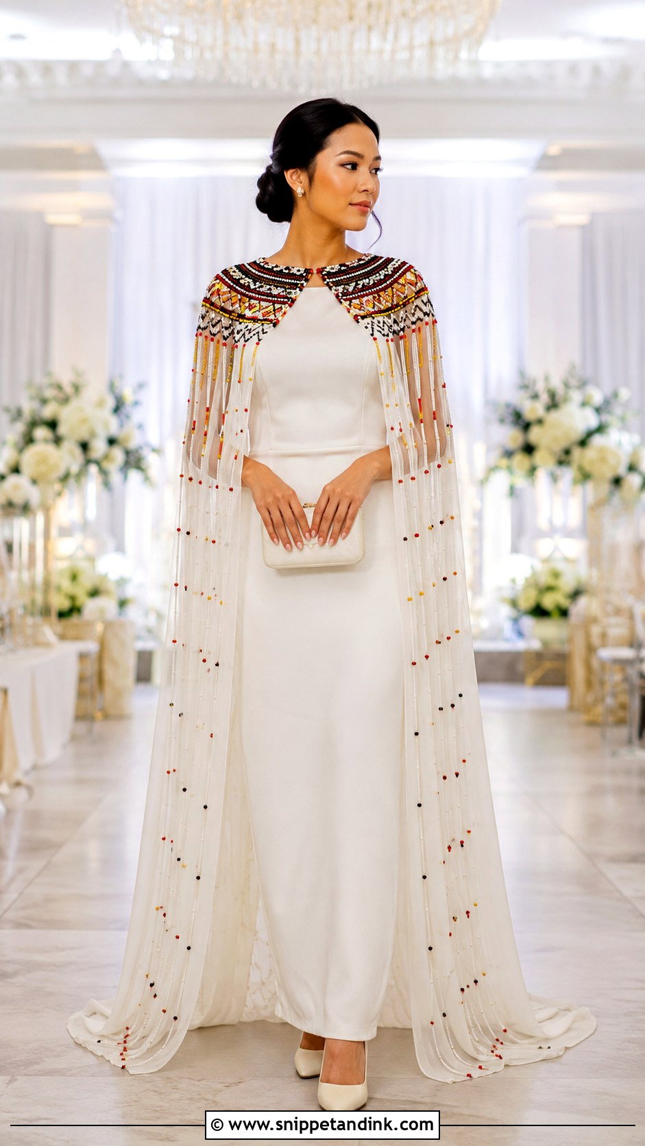Naga Bride Ivory Gown With Beaded Cape - Snippet and Ink - 20 Naga Brides Ideas