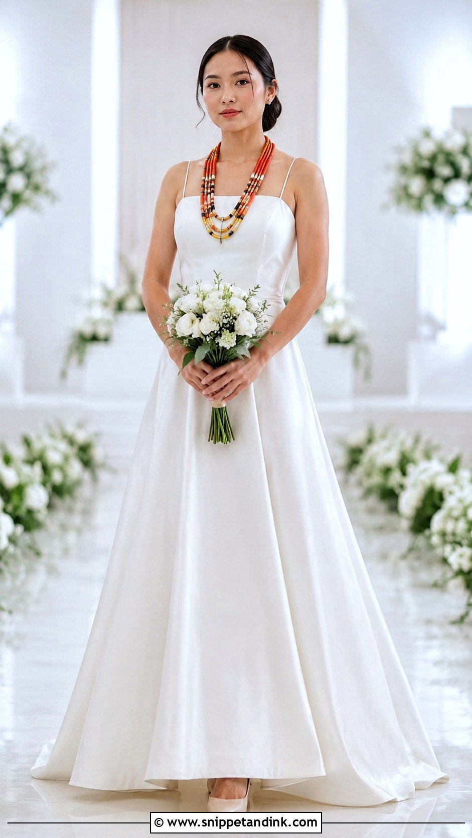 Naga Bride White Gown With Beaded Necklace - Snippet and Ink - 20 Naga Brides Ideas