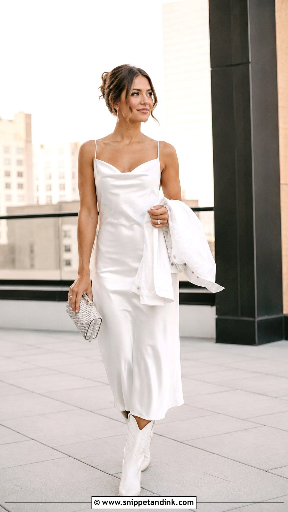 Nashville Bride White Satin Slip Dress Outfit - Snippet and Ink - 20 Nashville Bride Outfit Ideas
