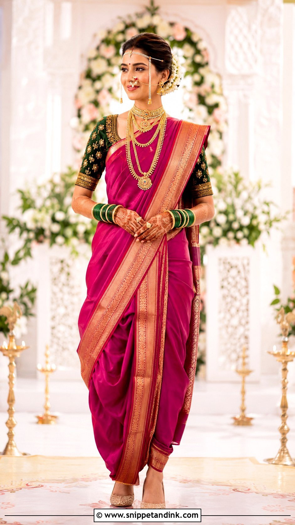 Nath Navvari Bridal Look - Snippet and Ink - 30 Navvari Bridal Look Ideas
