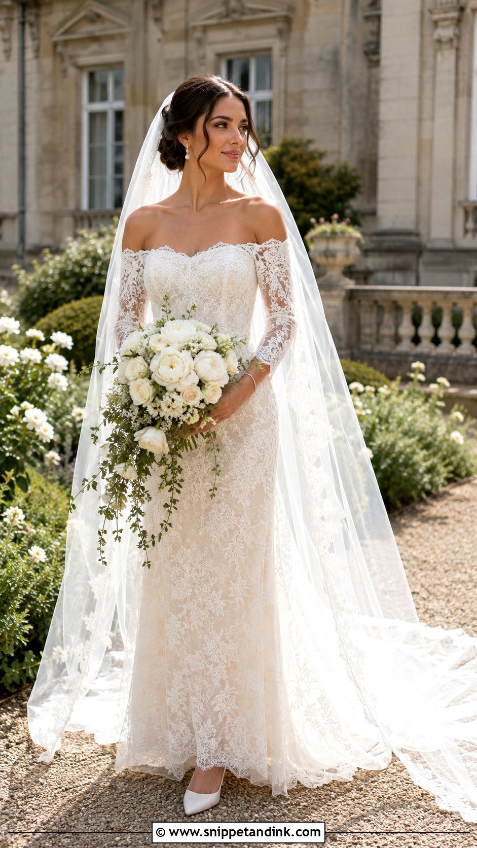 Nathalia Lace Off The Shoulder Wedding Dress - Snippet and Ink - 20 Grace Loves Lace Wedding Dress Ideas