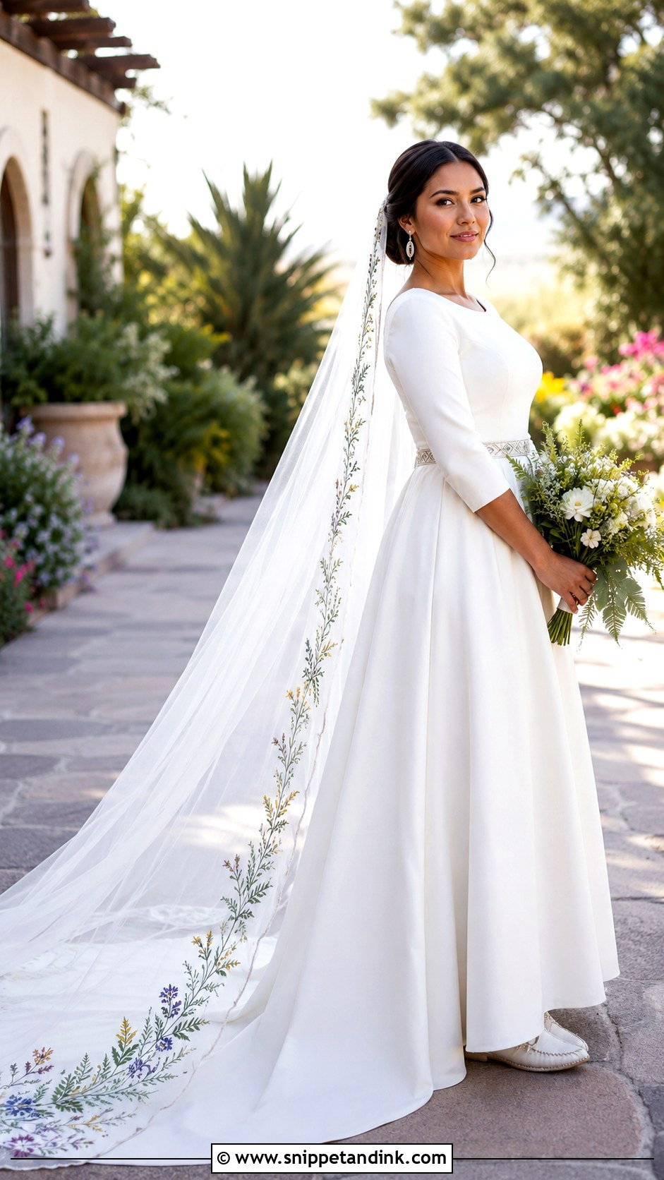Native Wedding Dress With Embroidered Veil - Snippet and Ink - 20 Native Wedding Dress Ideas