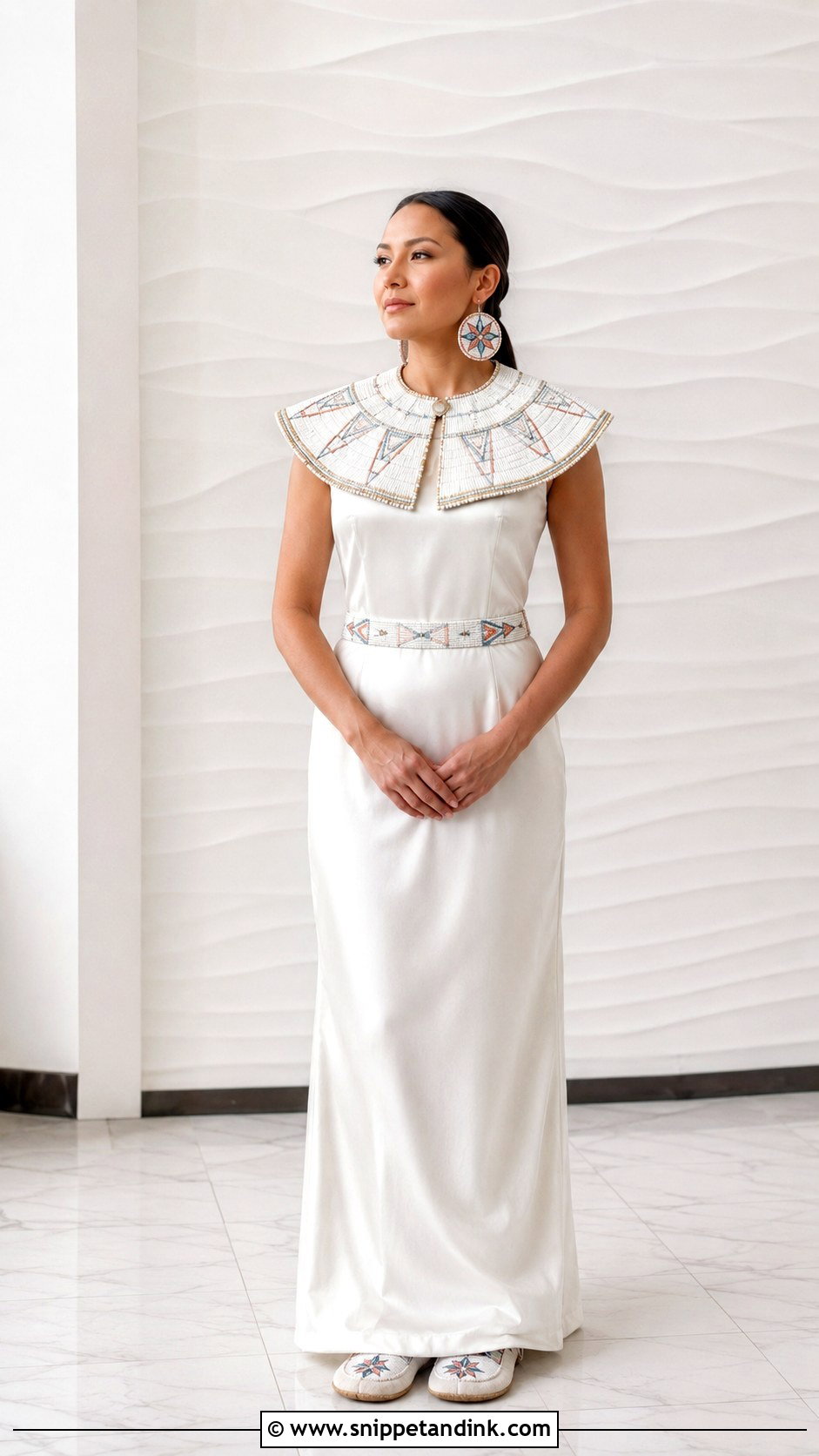 Native Wedding Dress With Removable Beaded Collar - Snippet and Ink - 20 Native Wedding Dress Ideas