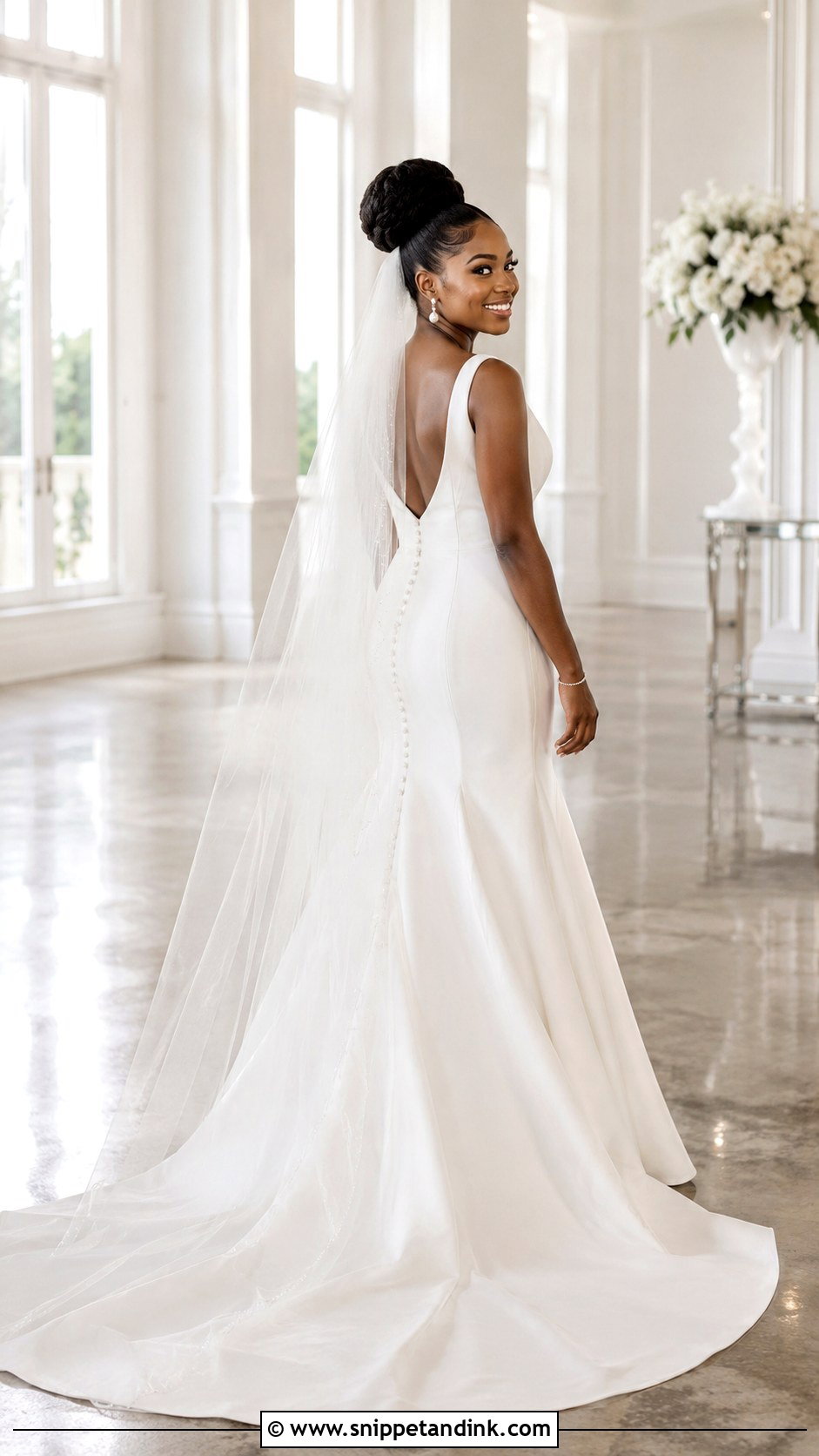 Natural Hair Bun With Veil - Snippet and Ink - 20 Bun with Veil Ideas