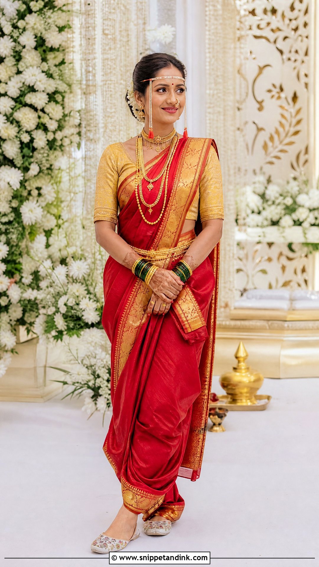 Nauwari Bride Look With Mundavalya - Snippet and Ink - 25 Nauwari Bride Look Ideas