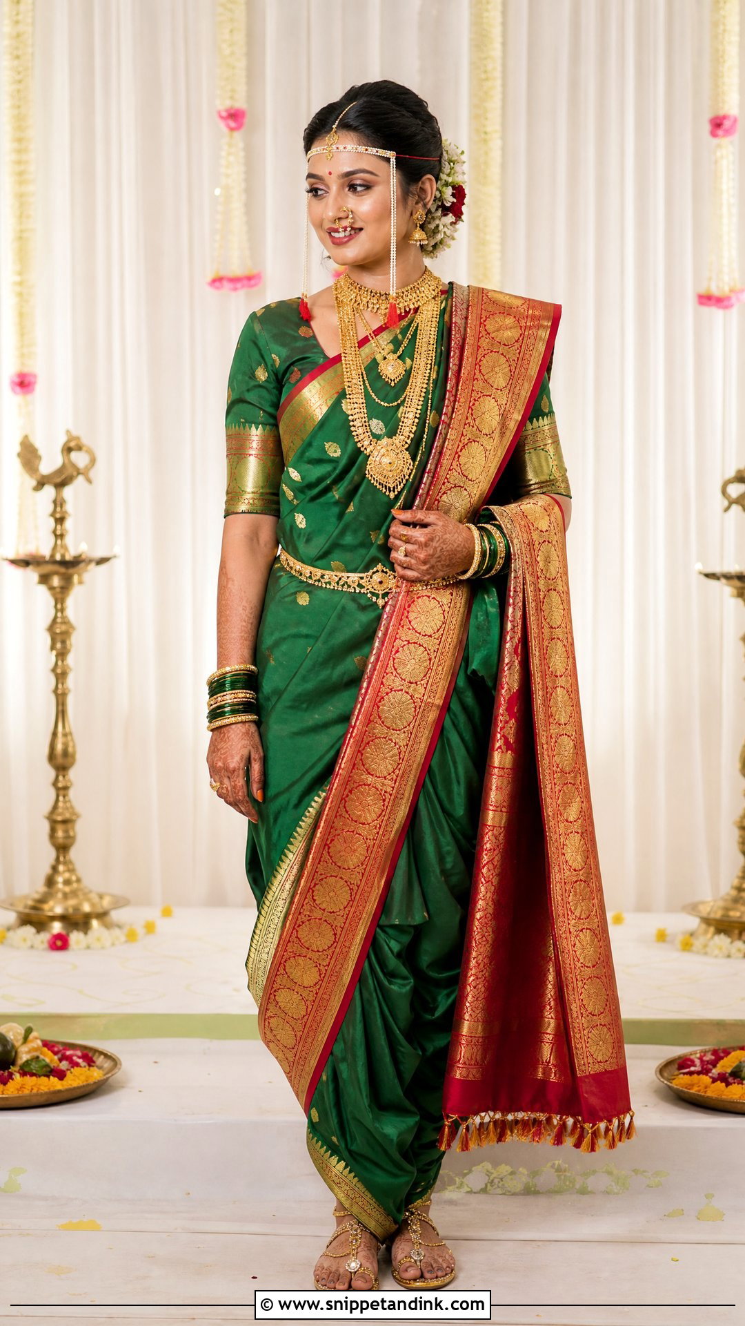 Nauwari Bride Look With Shela - Snippet and Ink - 25 Nauwari Bride Look Ideas