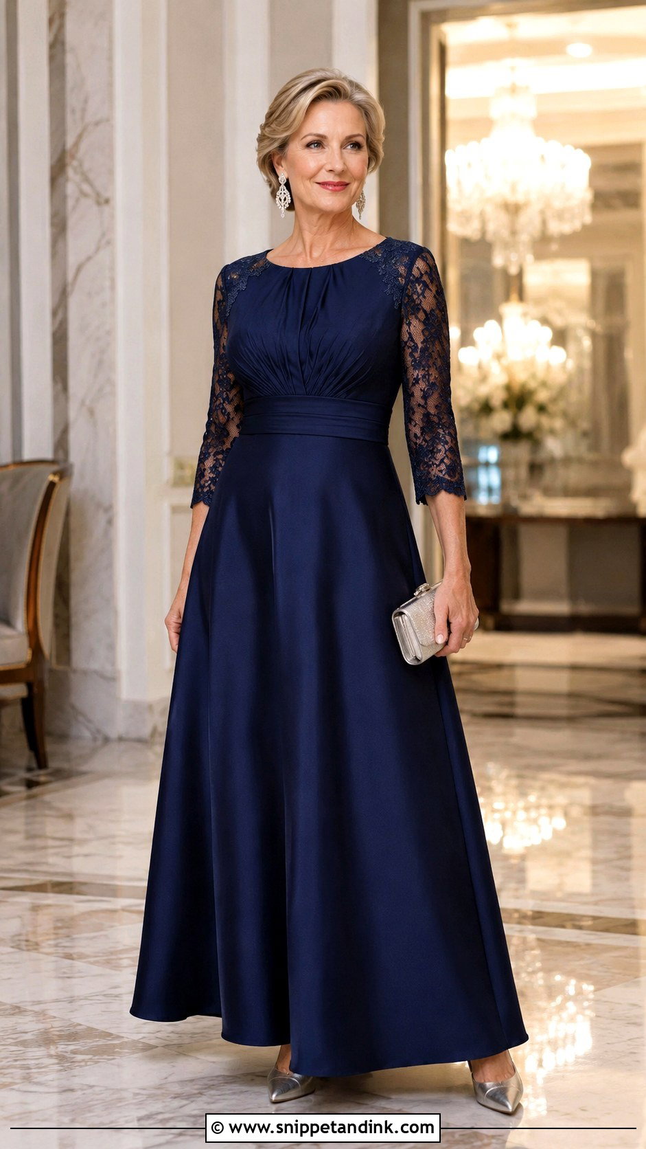 Navy A Line Mother of the Bride Dress - Snippet and Ink - 20 Mom of Bride Dresses