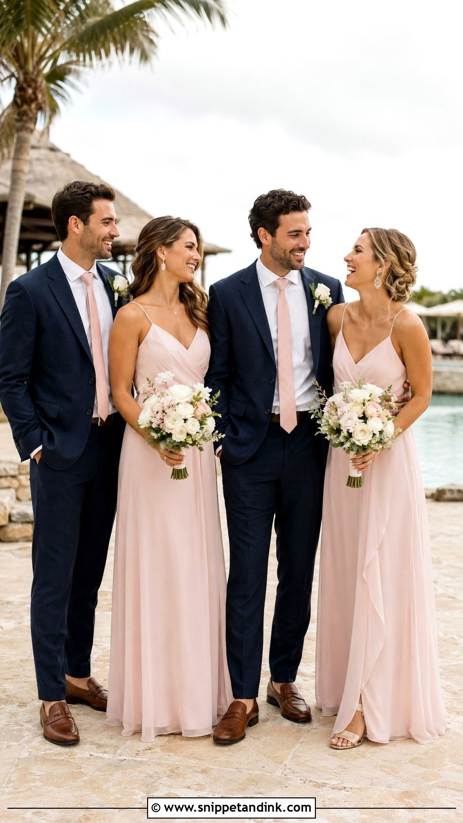 Navy And Blush Beach Wedding Party Attire - Snippet and Ink - 20 Beach Wedding Party Attire Ideas